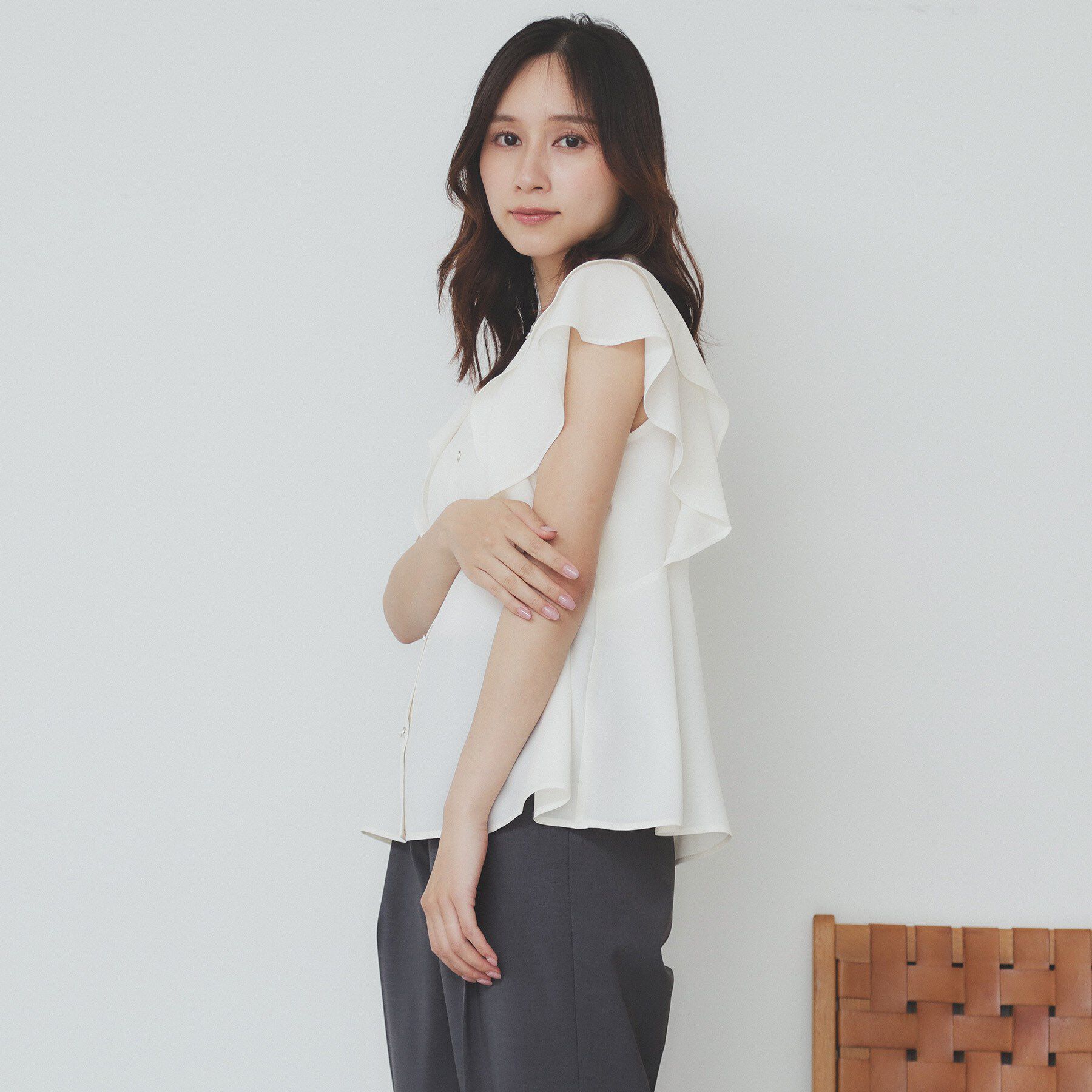 index「ダブルフリルバンドカラーブラウス【洗濯機洗い可/イージーアイロン/防シワ】」|シャツ・ブラウス|