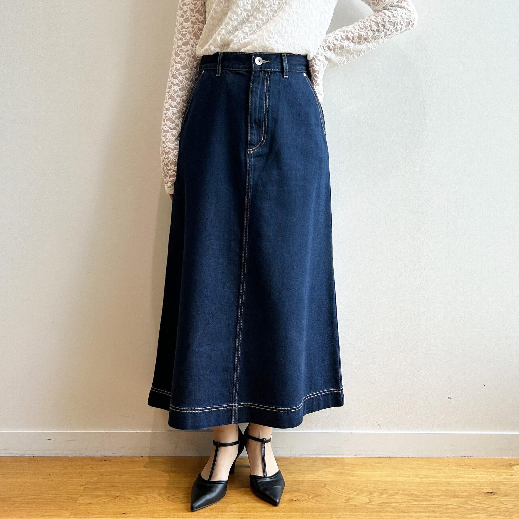 index「《丈が選べる》Aラインデニムロングスカート【洗濯機洗い可】」|スカート|