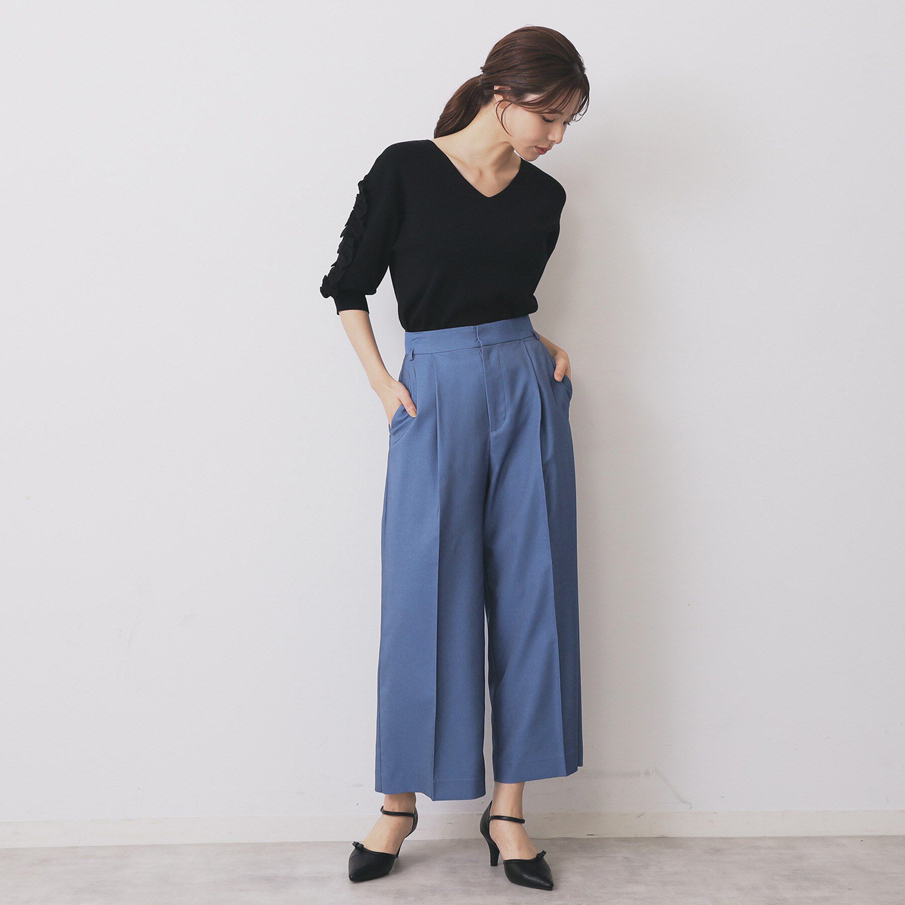 index「ベルト付きストレッチワイドパンツ【洗濯機洗い可】」|その他|