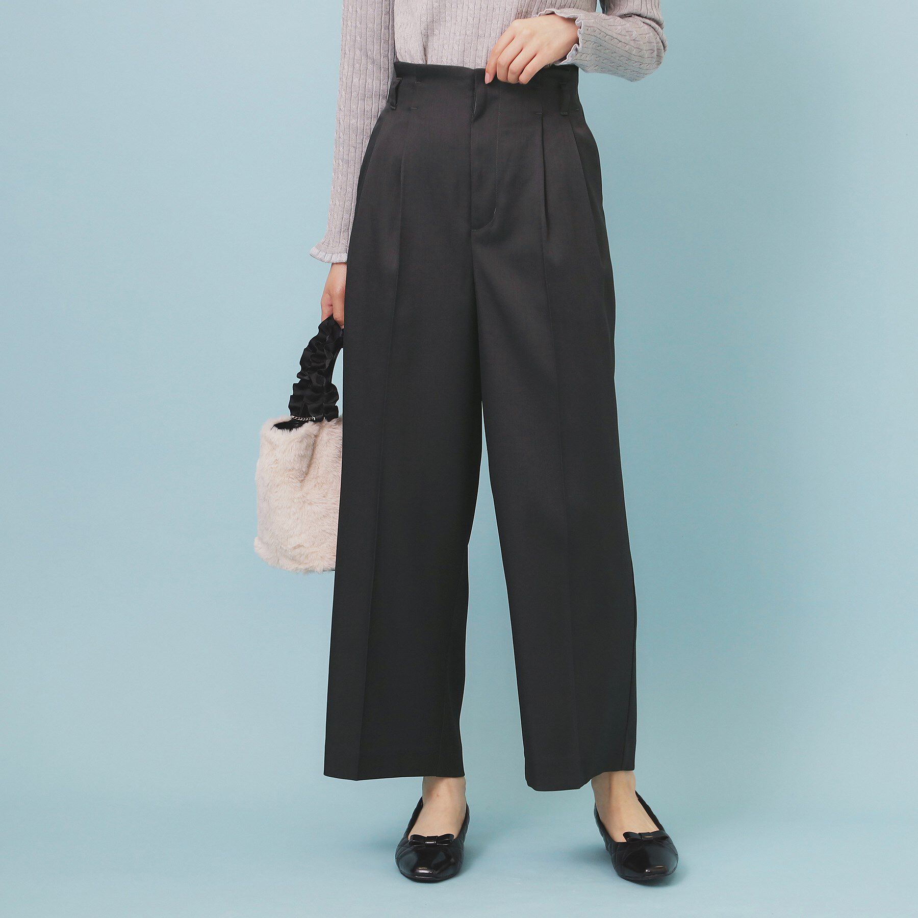 index「ベルト付き2タックワイドパンツ【洗濯機OK/ストレッチ/防シワ/イージーアイロン】」|その他|