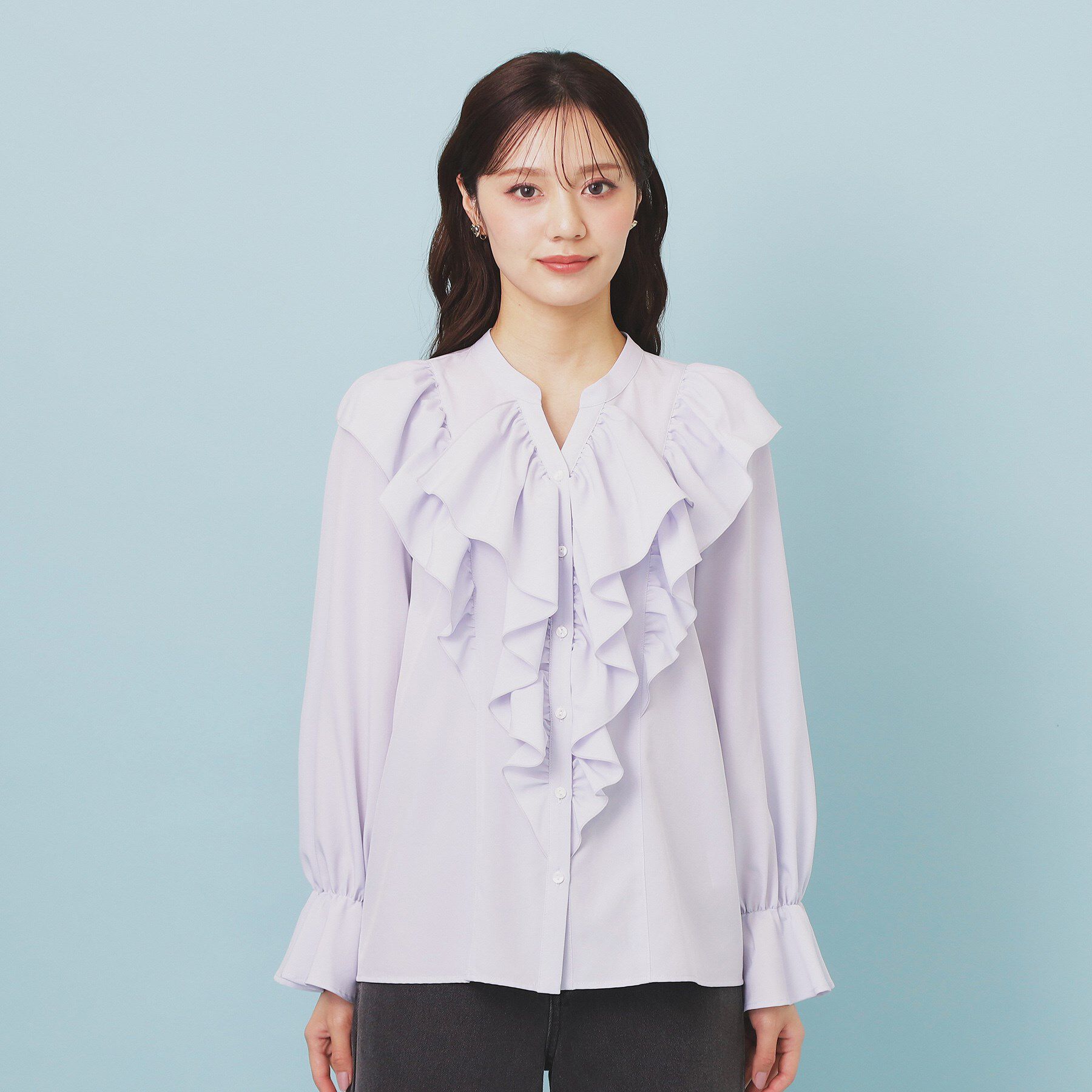 index「フリルデザインスキッパーブラウス【洗濯機OK/イージーアイロン】」|シャツ・ブラウス|