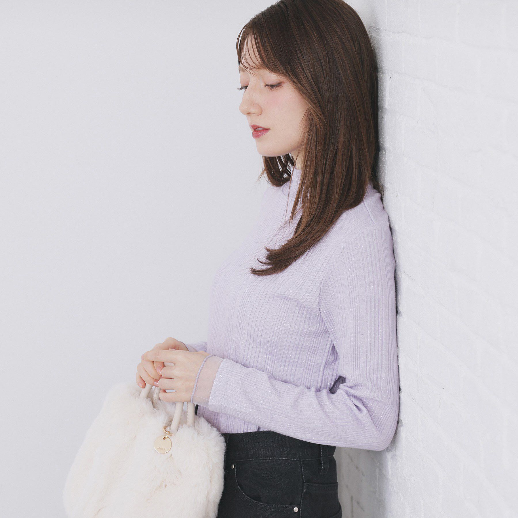 index「ランダムリブハイネックトップス【洗濯機OK/吸湿発熱】」|Tシャツ・カットソー|