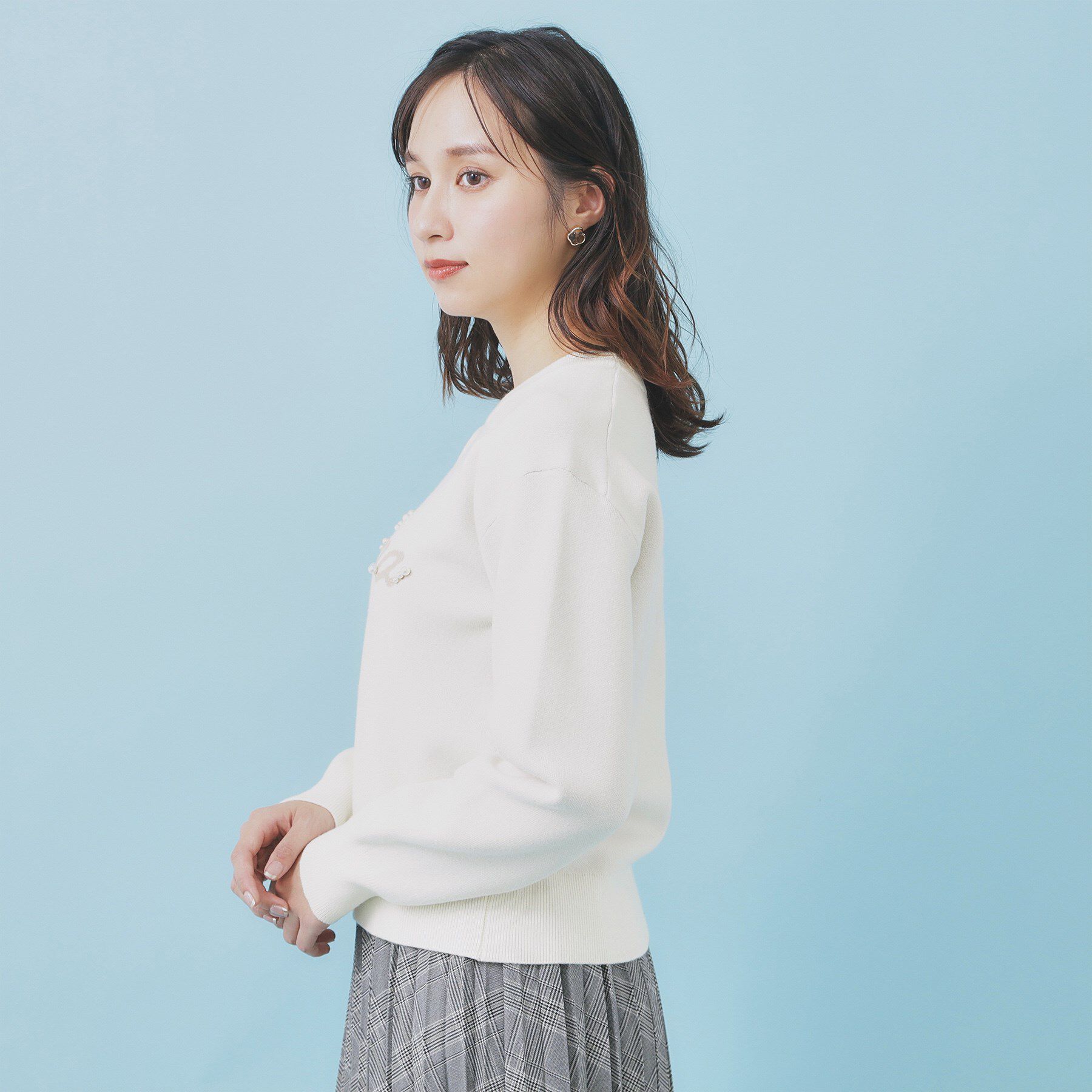 index「パール調ロゴクルーネックニット【洗濯機OK】」|ニット・セーター|