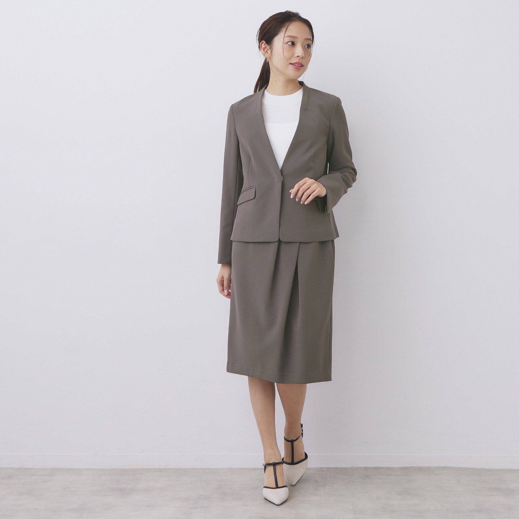 index「ストレッチノーカラージャケット/セットアップ対応【洗濯機OK/防シワ/イージーアイロン】」|ノーカラージャケット|