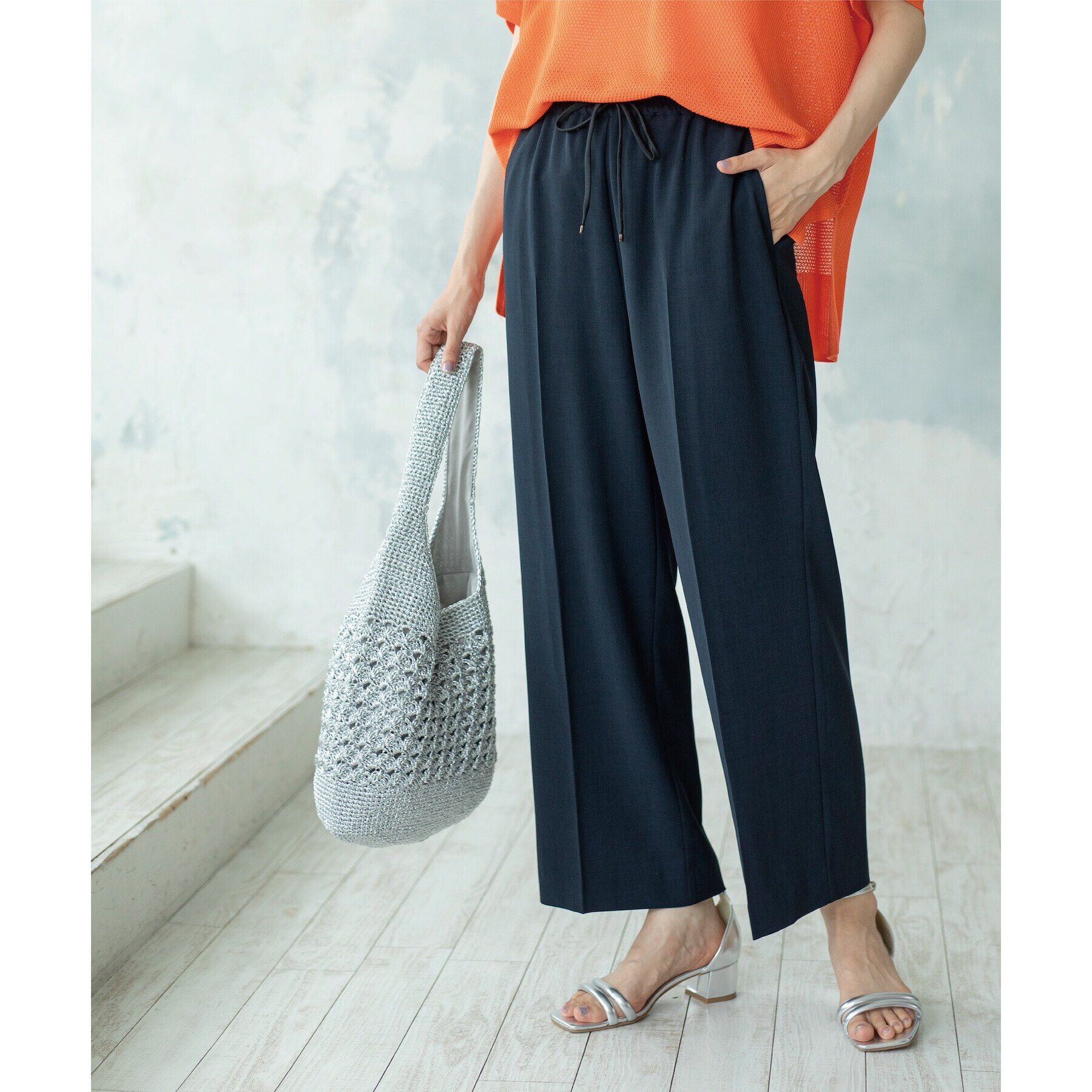 OPAQUE.CLIP「≪SS-LLsize≫ ストレッチ美脚イージーワイドパンツ/セットアップ対応【防シワ/抗ピル/洗濯機」|その他|ネイビー(094)