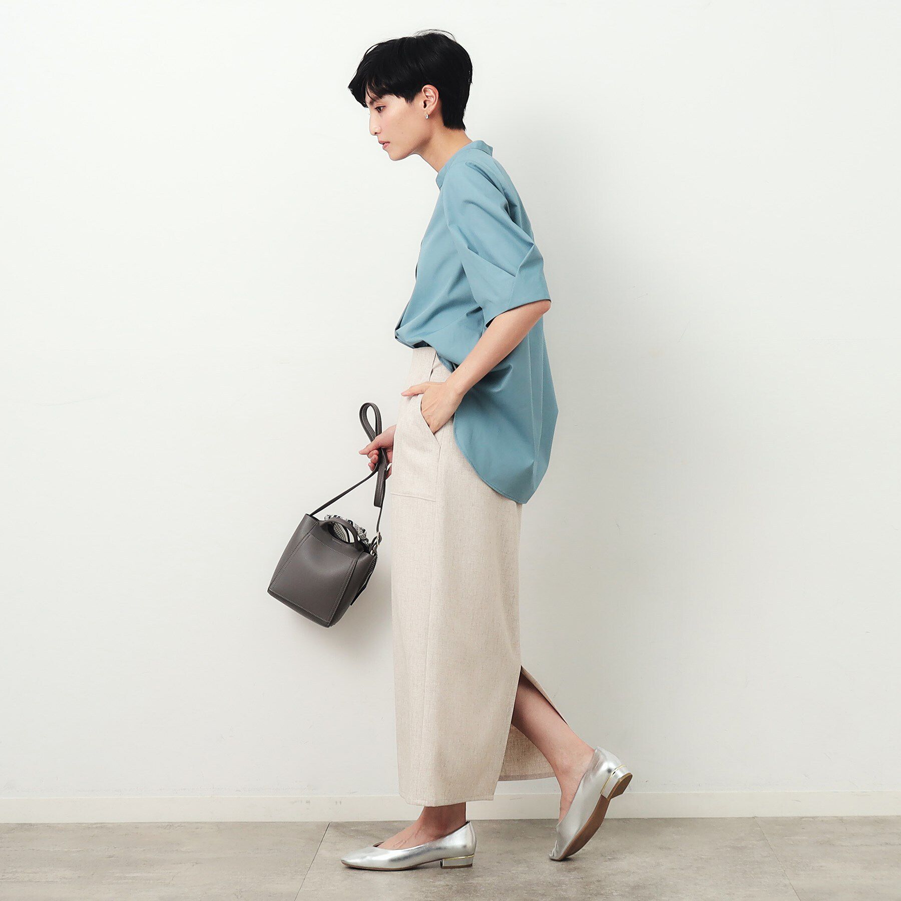 OPAQUE.CLIP「麻混ストレッチタイトスカート【洗濯機洗い可】」|スカート|