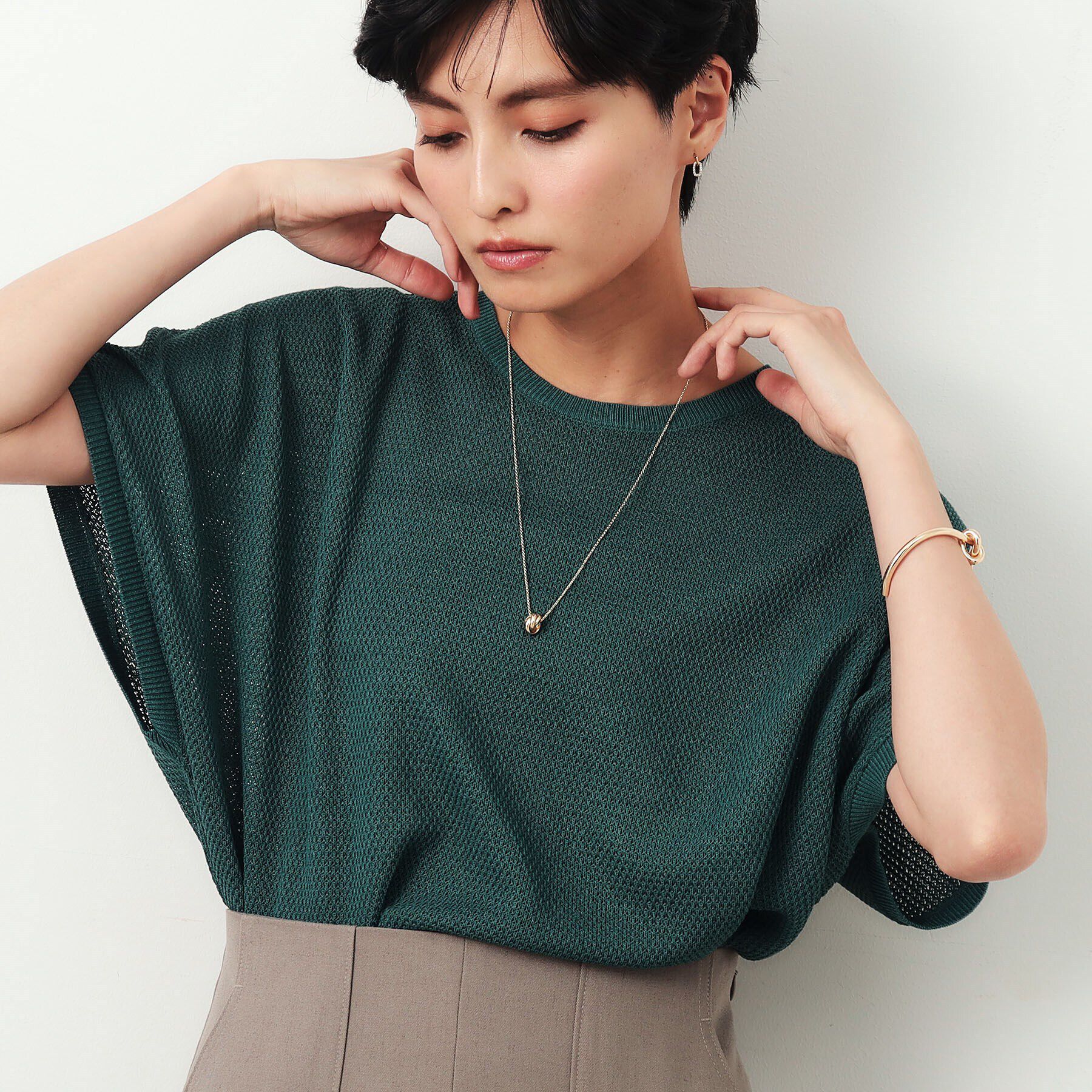 OPAQUE.CLIP「3連リングメタルネックレス」|ネックレス|