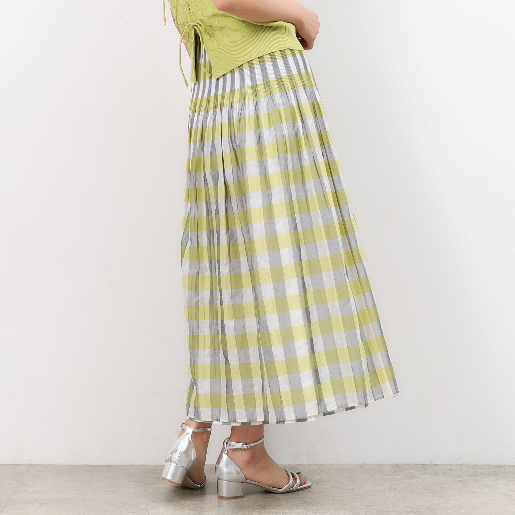 OPAQUE.CLIP「【リバーシブル】チェック／ストライプフレアスカート【洗濯機洗い可】」|スカート|