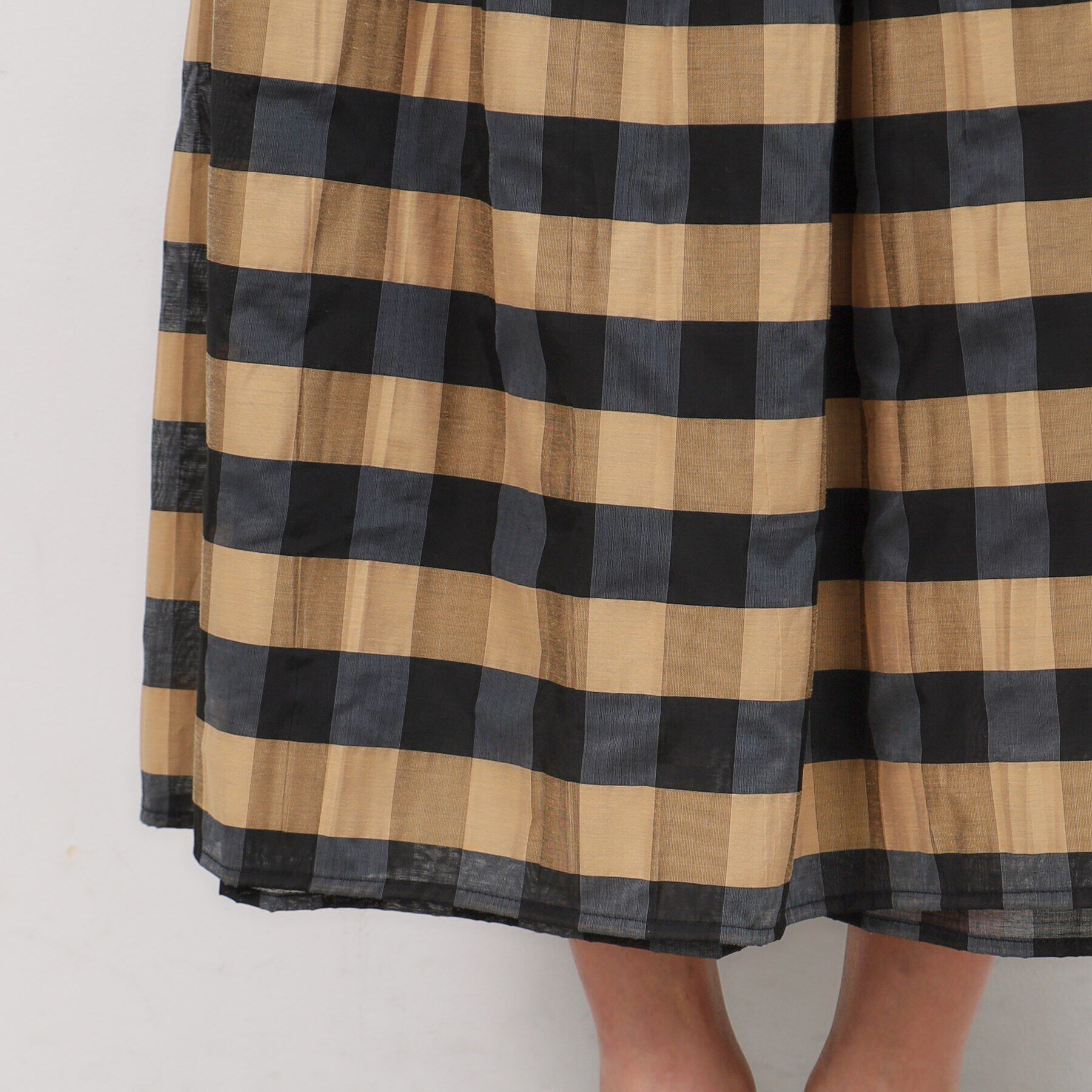 OPAQUE.CLIP「【リバーシブル】チェック／ストライプフレアスカート【洗濯機洗い可】」|スカート|