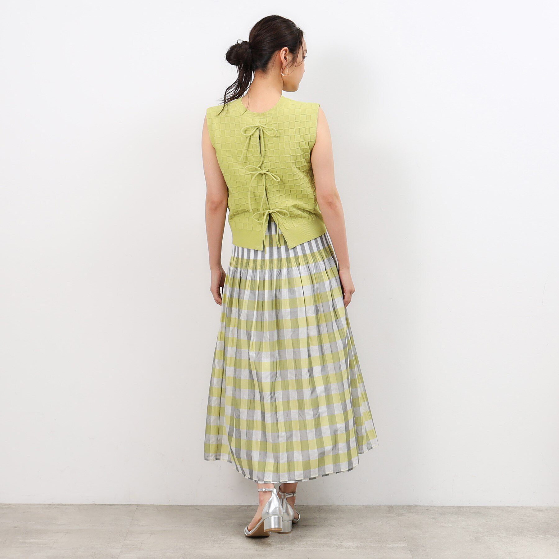 OPAQUE.CLIP「【リバーシブル】チェック／ストライプフレアスカート【洗濯機洗い可】」|スカート|