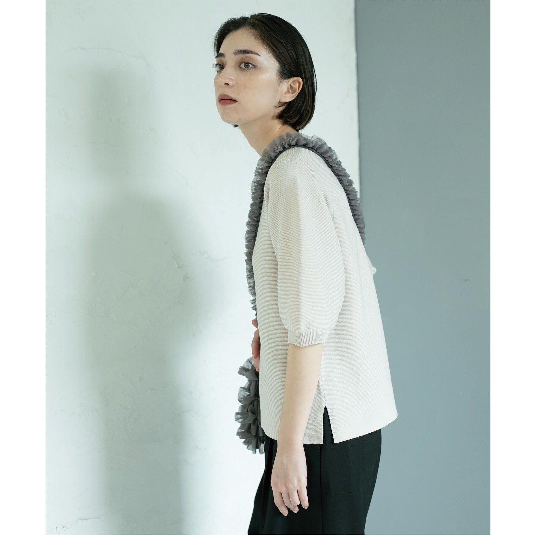 OPAQUE.CLIP「《6color/S-LLsize》ガーターボリュームスリーブニット【洗濯機洗い可/UVケア】」|ニット・セーター|