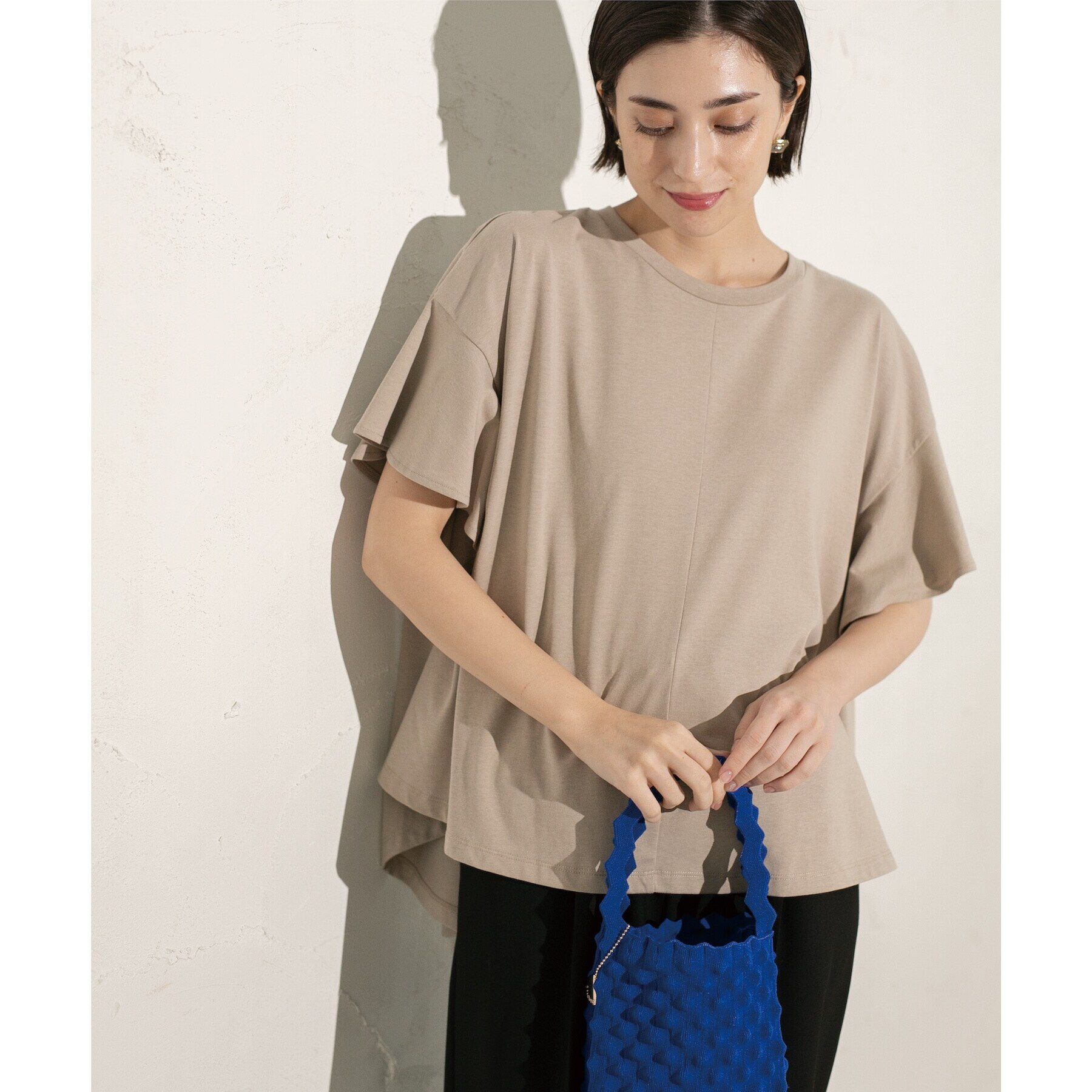 OPAQUE.CLIP「フリルスリーブカットソー【洗濯機洗い可】」|Tシャツ・カットソー|