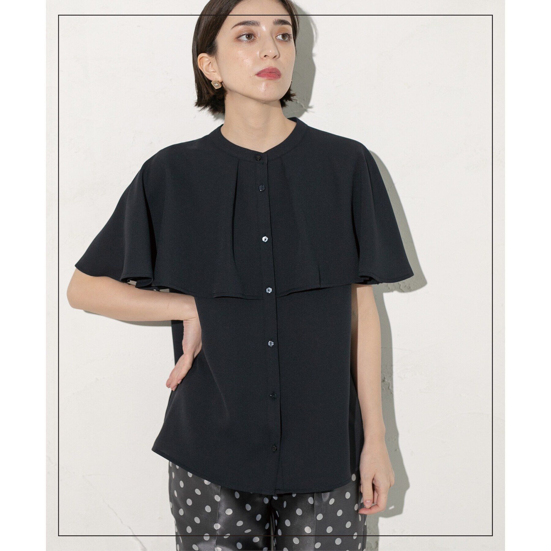 OPAQUE.CLIP「ケープ風ブラウス【洗濯機洗い可】」|シャツ・ブラウス|ネイビー(094)