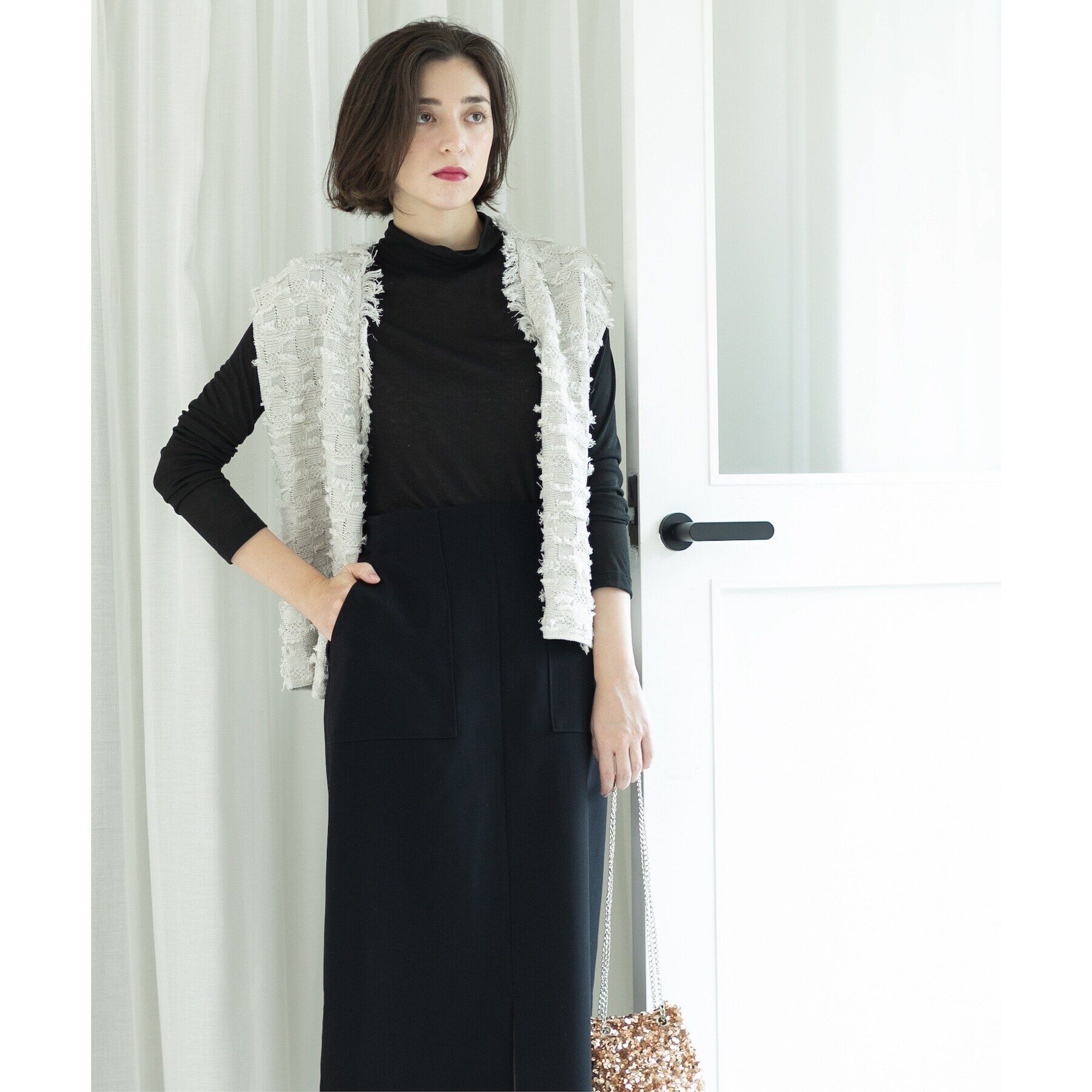 OPAQUE.CLIP「シアーガーゼハイネックカットソー／ネオサーモ【吸湿発熱/洗濯機洗い可】」|Tシャツ・カットソー|