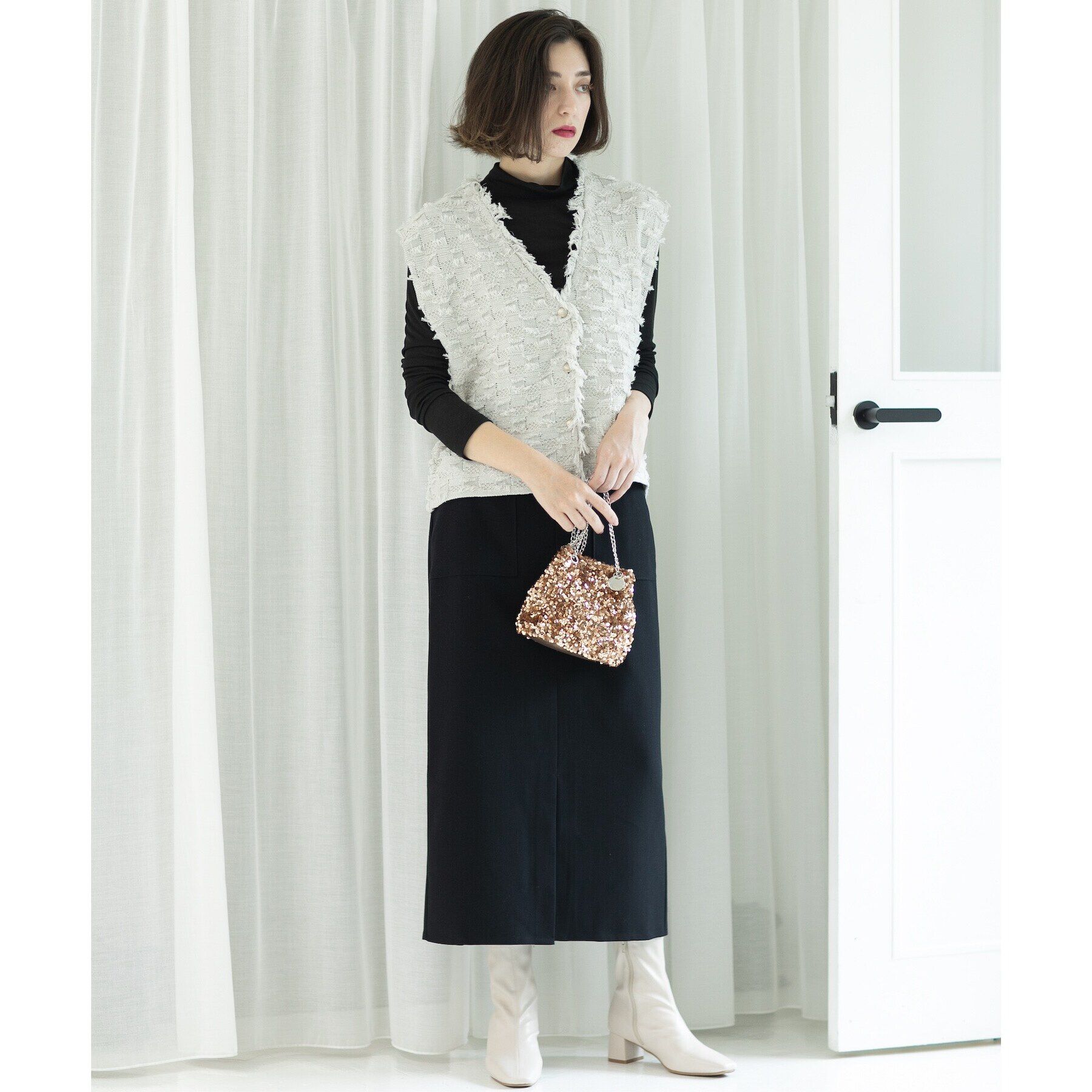 OPAQUE.CLIP「シアーガーゼハイネックカットソー／ネオサーモ【吸湿発熱/洗濯機洗い可】」|Tシャツ・カットソー|