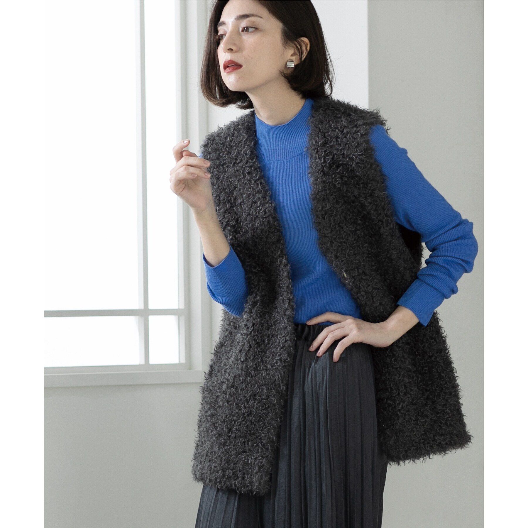 OPAQUE.CLIP「カーリーフェイクファーベスト【洗濯機洗い可】」|ベスト・ジレ|