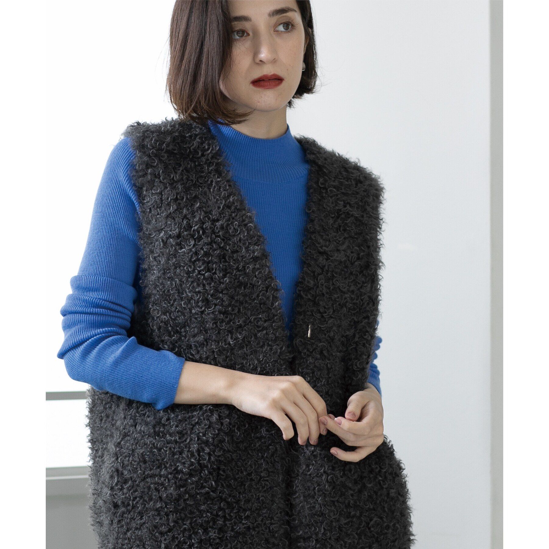 OPAQUE.CLIP「カーリーフェイクファーベスト【洗濯機洗い可】」|ベスト・ジレ|