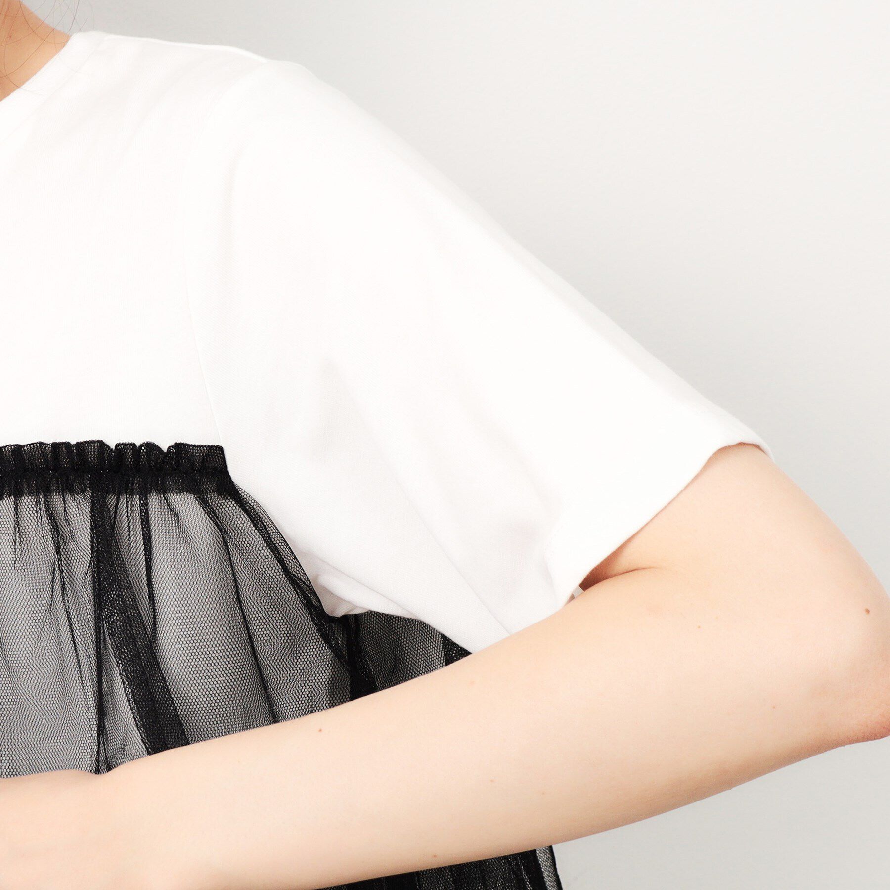 OPAQUE.CLIP「チュールドッキングTシャツ【洗濯機洗い可】」|Tシャツ・カットソー|