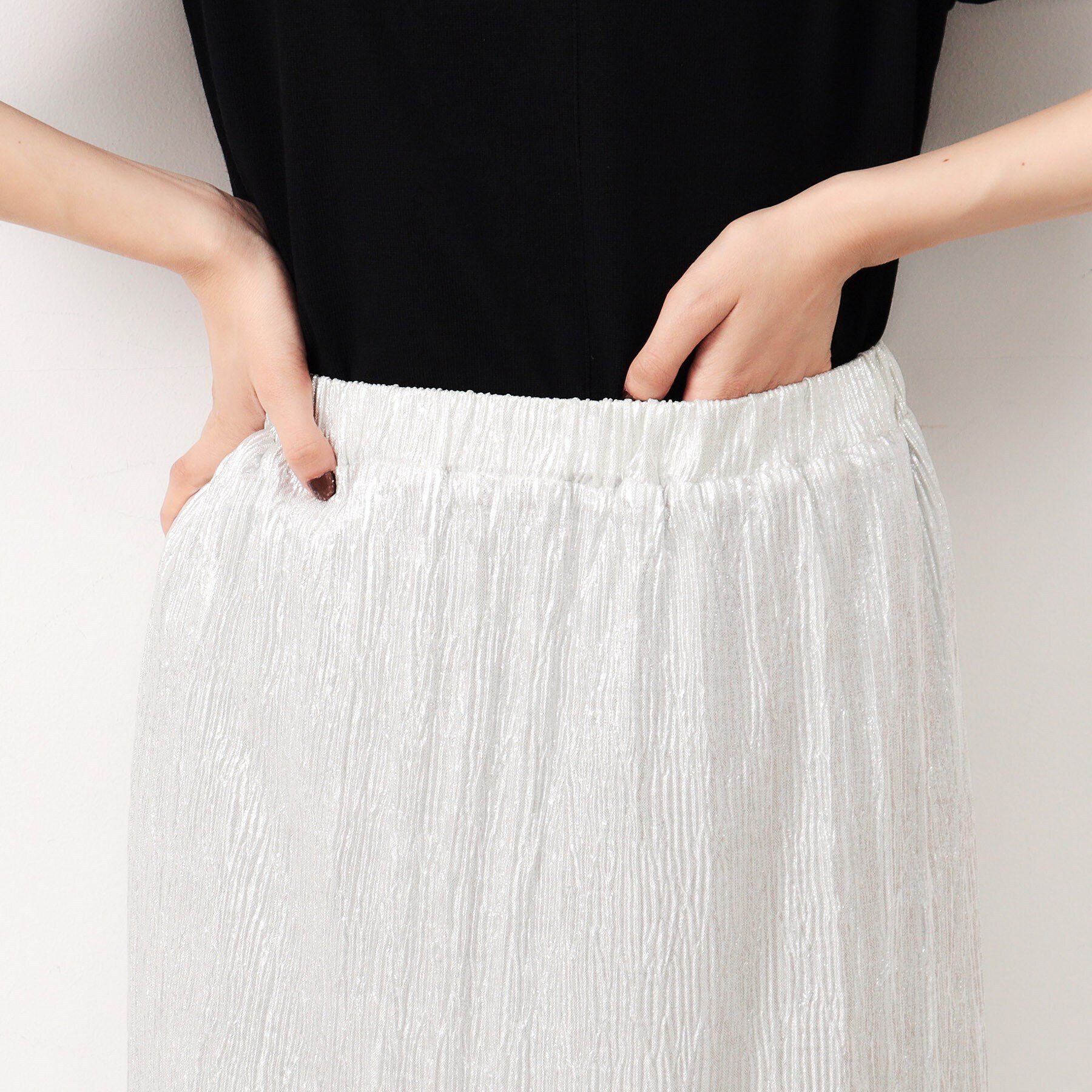 OPAQUE.CLIP「メタリックイージーナロースカート【洗濯機洗い可】」|スカート|