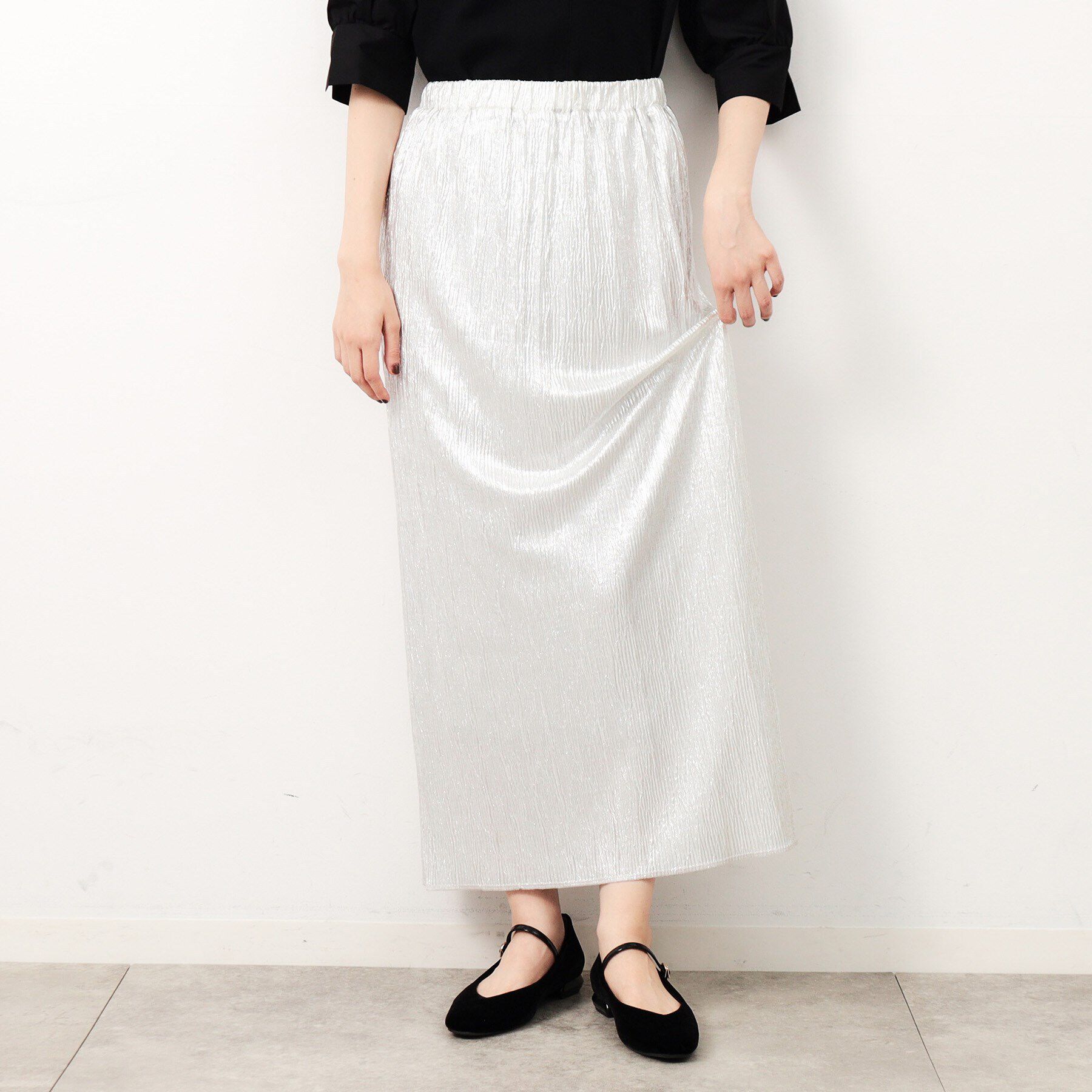 OPAQUE.CLIP「メタリックイージーナロースカート【洗濯機洗い可】」|スカート|