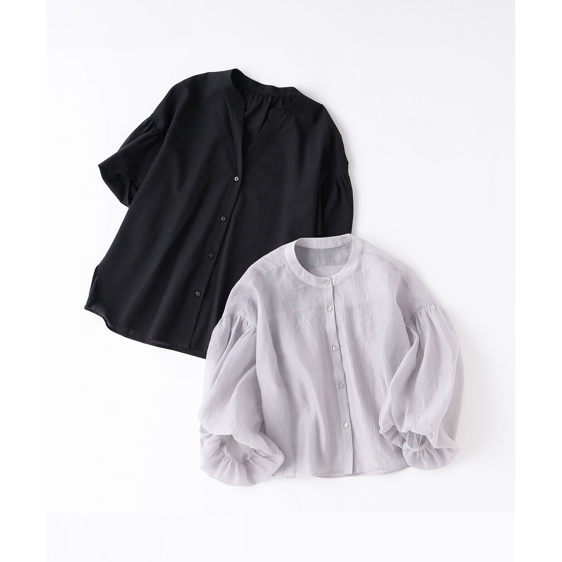 OPAQUE.CLIP「シアーバルーンボリュームスリーブブラウス【洗濯機洗い可】」|シャツ・ブラウス|