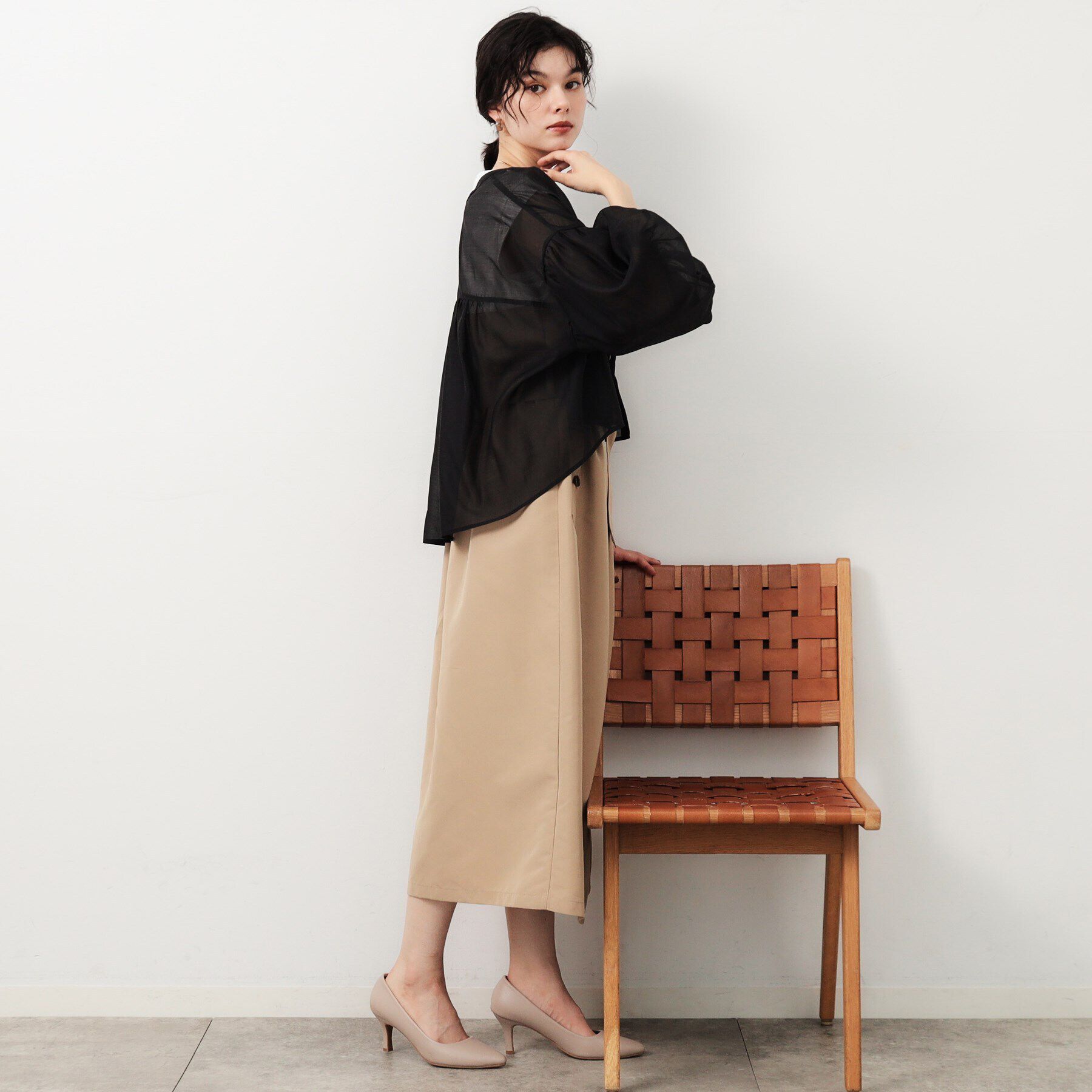 OPAQUE.CLIP「シアーバルーンボリュームスリーブブラウス【洗濯機洗い可】」|シャツ・ブラウス|