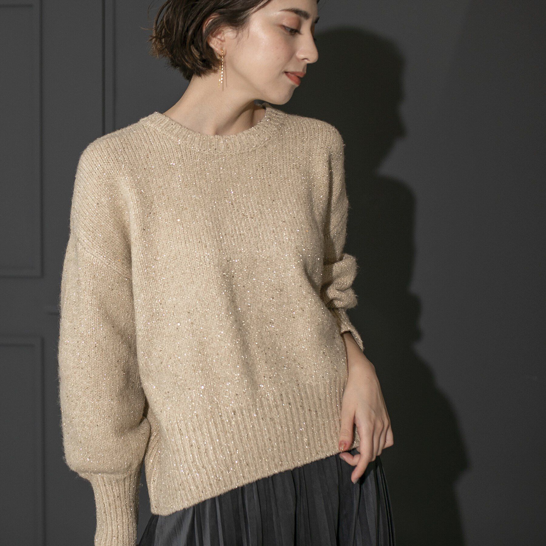 OPAQUE.CLIP「スパンコールラメ ミドルゲージニット」|ニット・セーター|