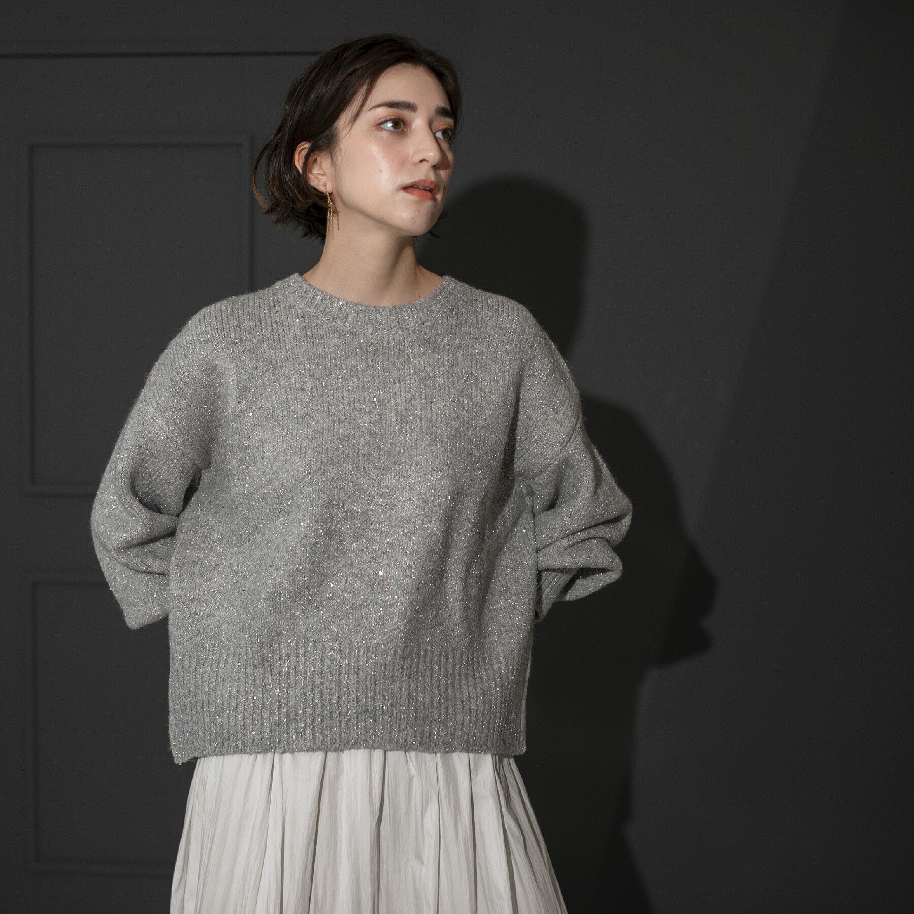 OPAQUE.CLIP「スパンコールラメ ミドルゲージニット」|ニット・セーター|