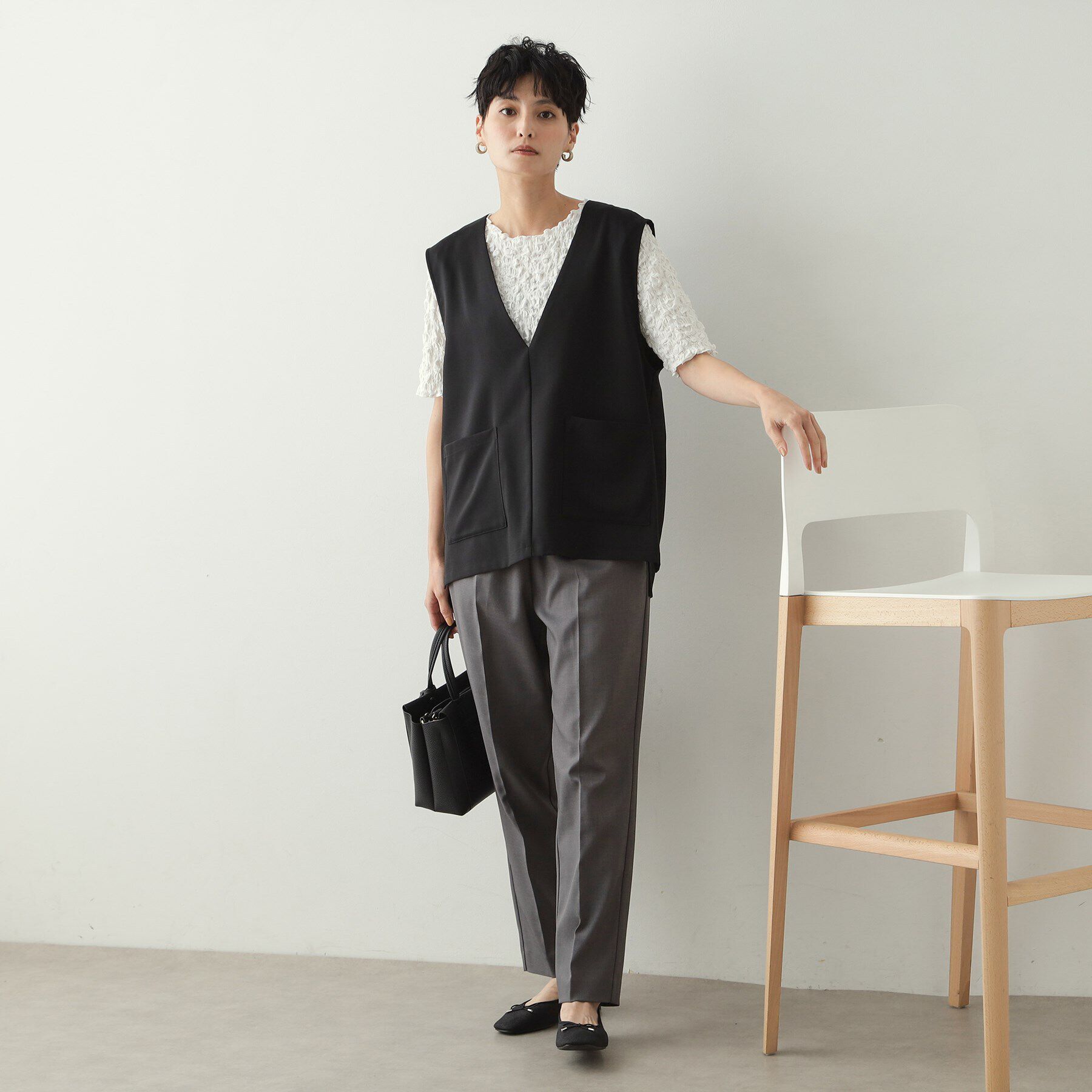 OPAQUE.CLIP「Vネックプルオーバージレ【洗濯機洗い可】」|ベスト・ジレ|