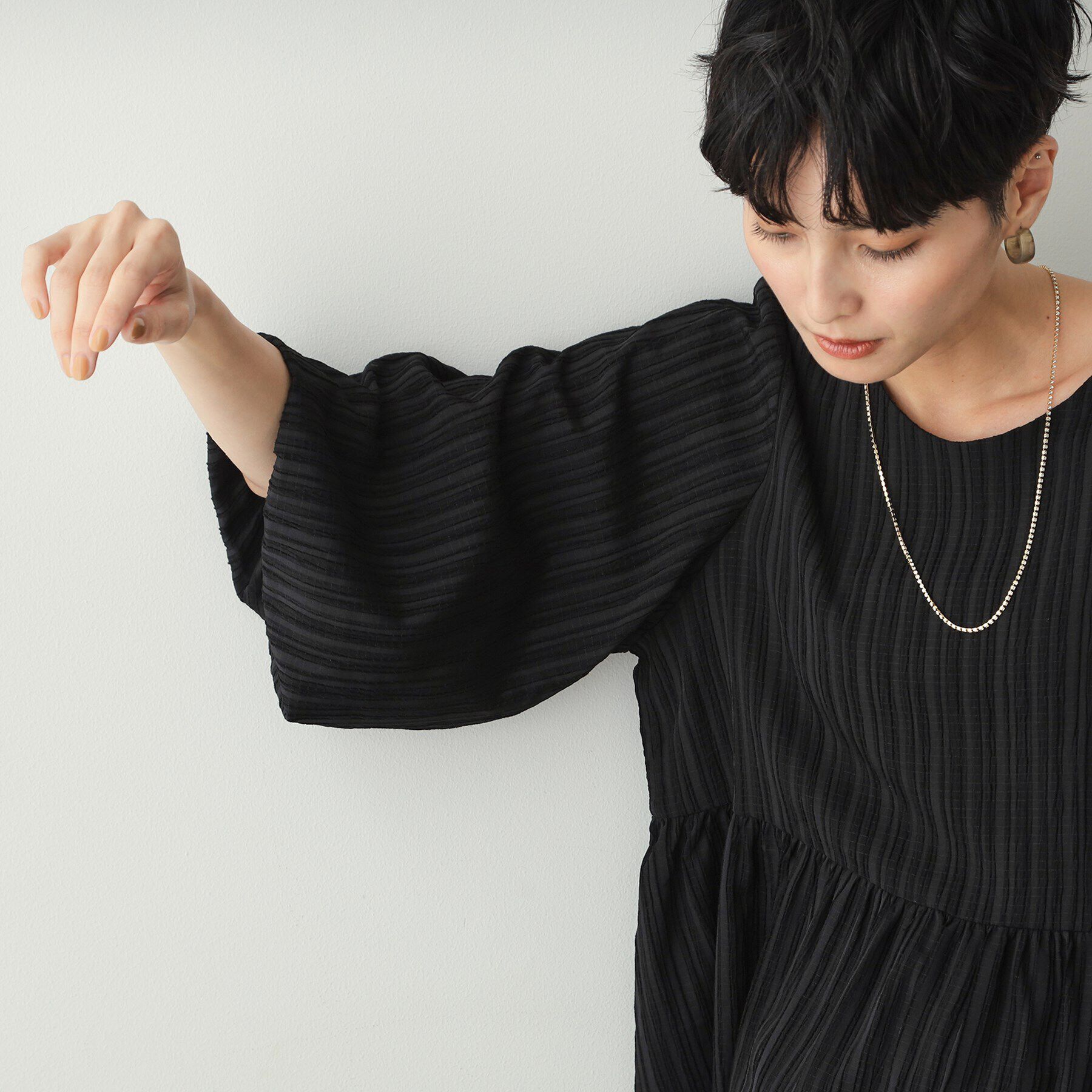 OPAQUE.CLIP「ジャカードペプラムブラウス【洗濯機洗い可】」|シャツ・ブラウス|