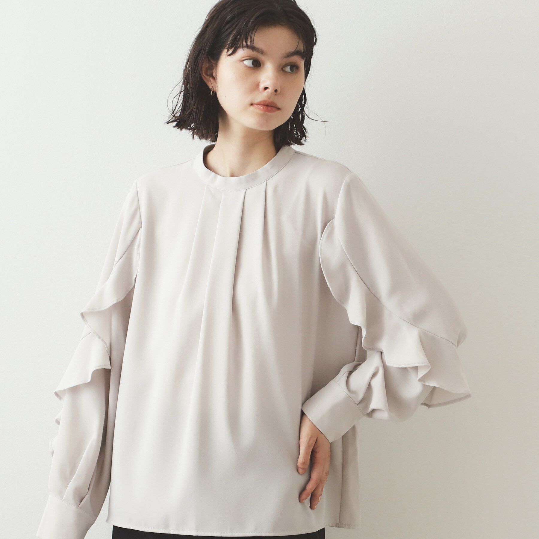 OPAQUE.CLIP「フリルスリーブブラウス【洗濯機洗い可】」|シャツ・ブラウス|