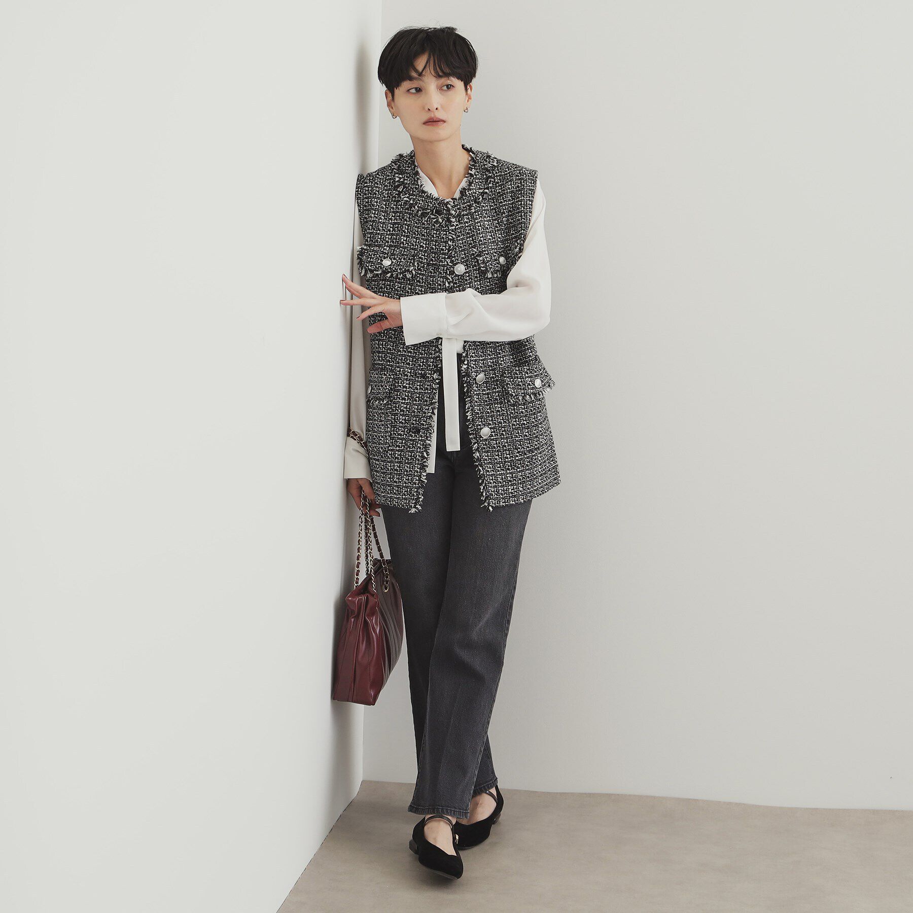 OPAQUE.CLIP「ツイードジレ【洗濯機洗い可】」|ベスト・ジレ|