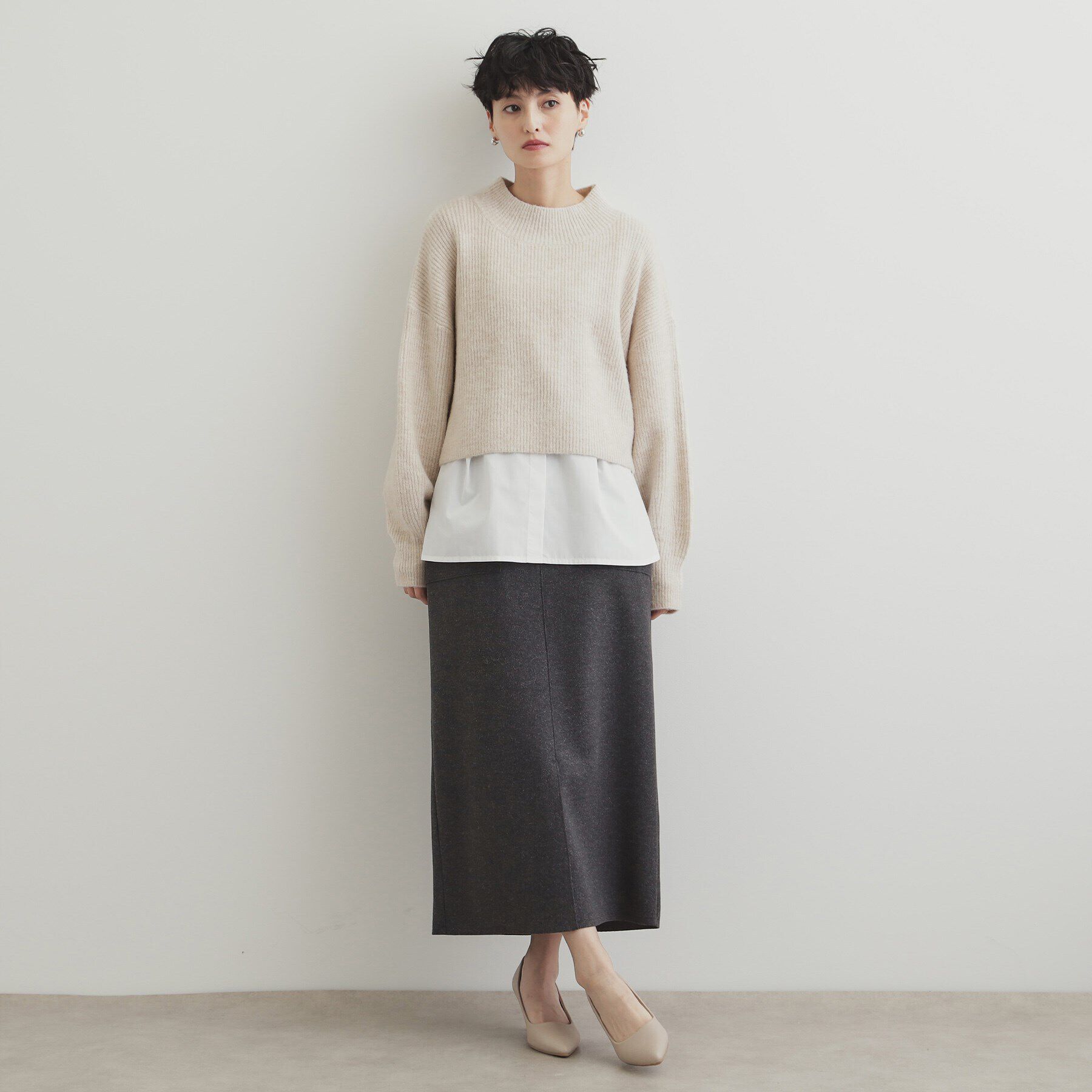 OPAQUE.CLIP「《ツインセット》ミドルゲージショートニット&times;ドッキングタンク【洗濯機洗い可】」|ニット・セーター|