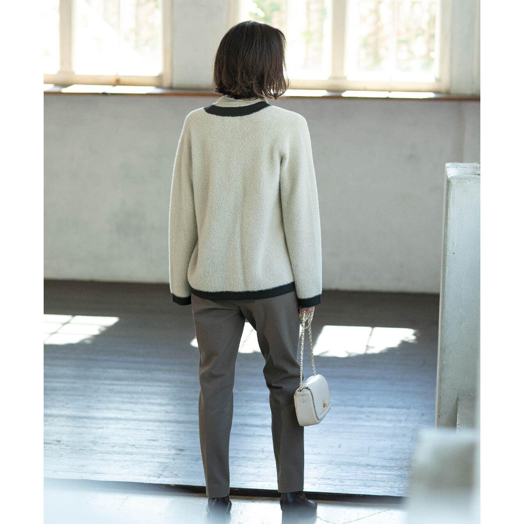 OPAQUE.CLIP「フェザーヤーン配色Vネックカーディガン【洗濯機洗い可】」|カーディガン|