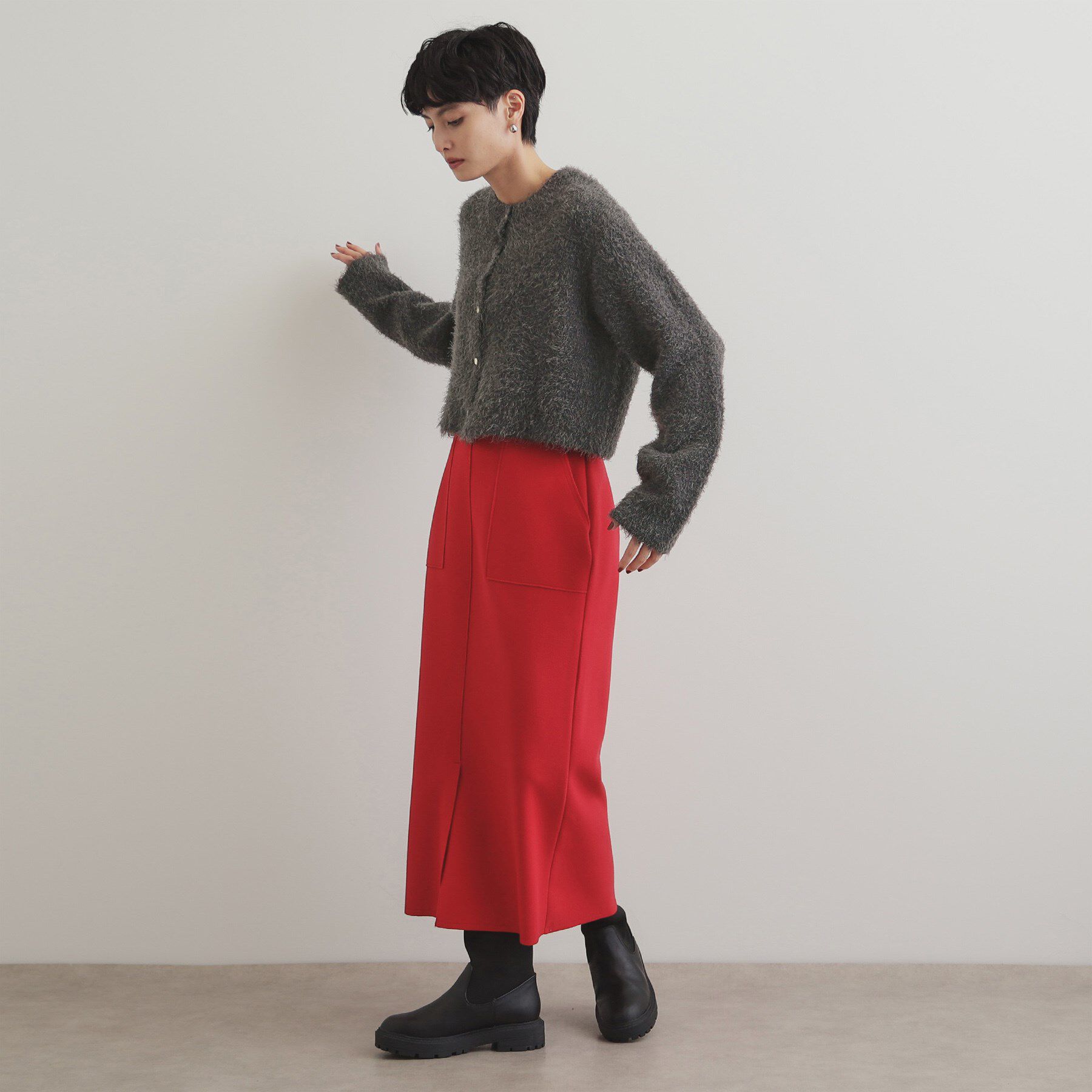 OPAQUE.CLIP「《6color》シャギーニットショートカーディガン【洗濯機洗い可】」|カーディガン|