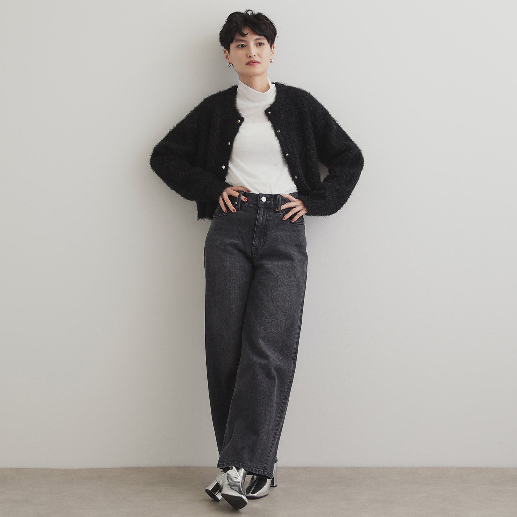 OPAQUE.CLIP「《6color》シャギーニットショートカーディガン【洗濯機洗い可】」|カーディガン|