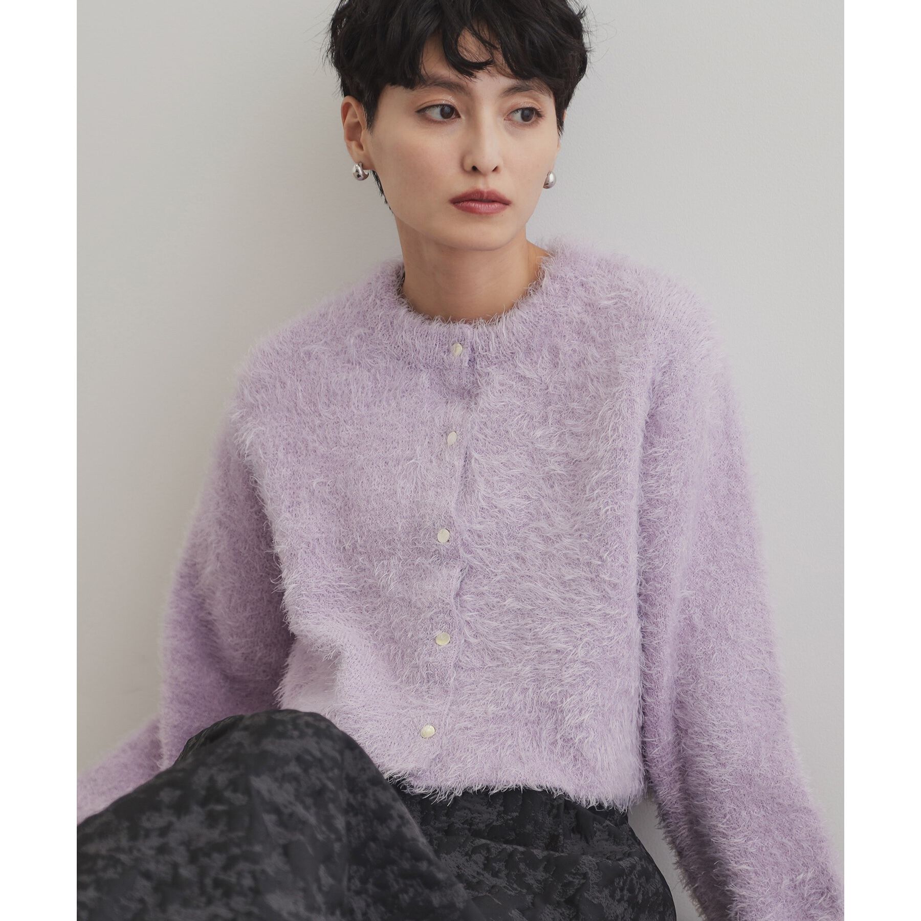 OPAQUE.CLIP「《6color》シャギーニットショートカーディガン【洗濯機洗い可】」|カーディガン|