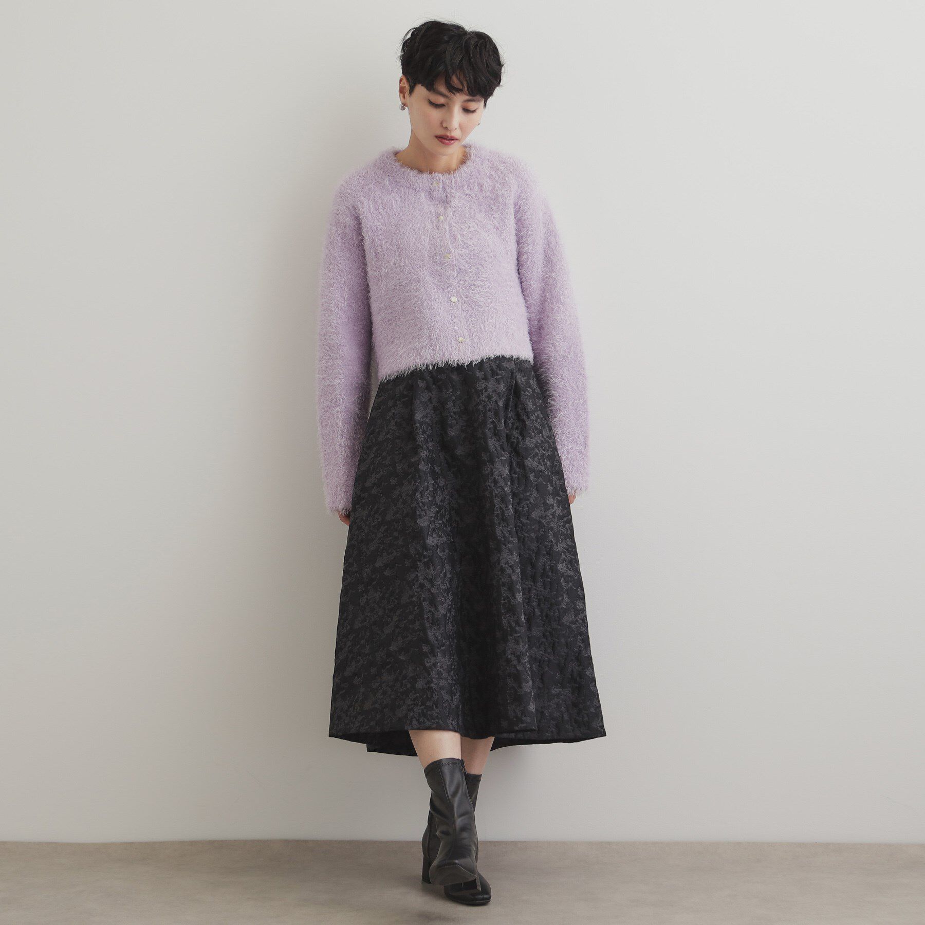 OPAQUE.CLIP「《6color》シャギーニットショートカーディガン【洗濯機洗い可】」|カーディガン|