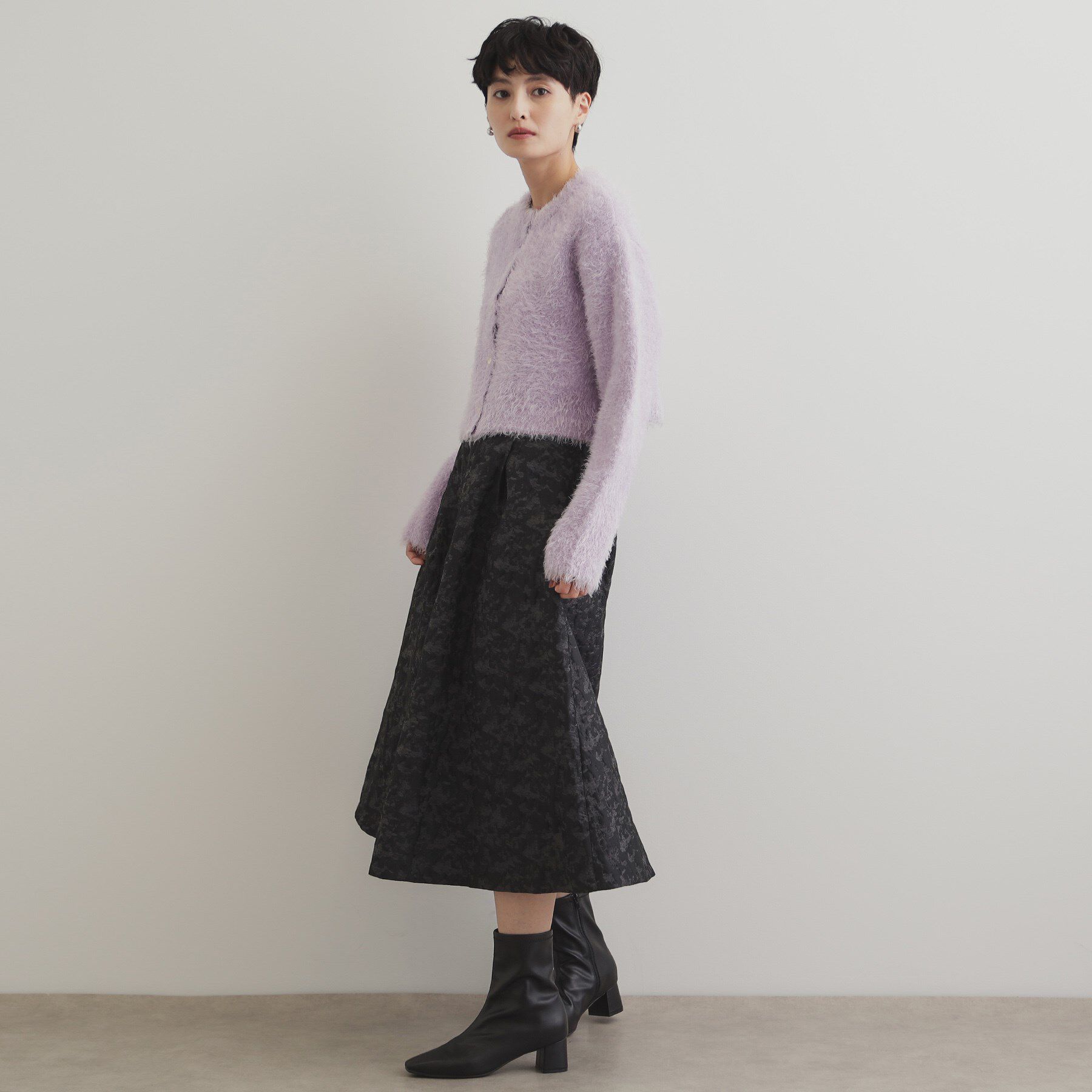 OPAQUE.CLIP「《6color》シャギーニットショートカーディガン【洗濯機洗い可】」|カーディガン|