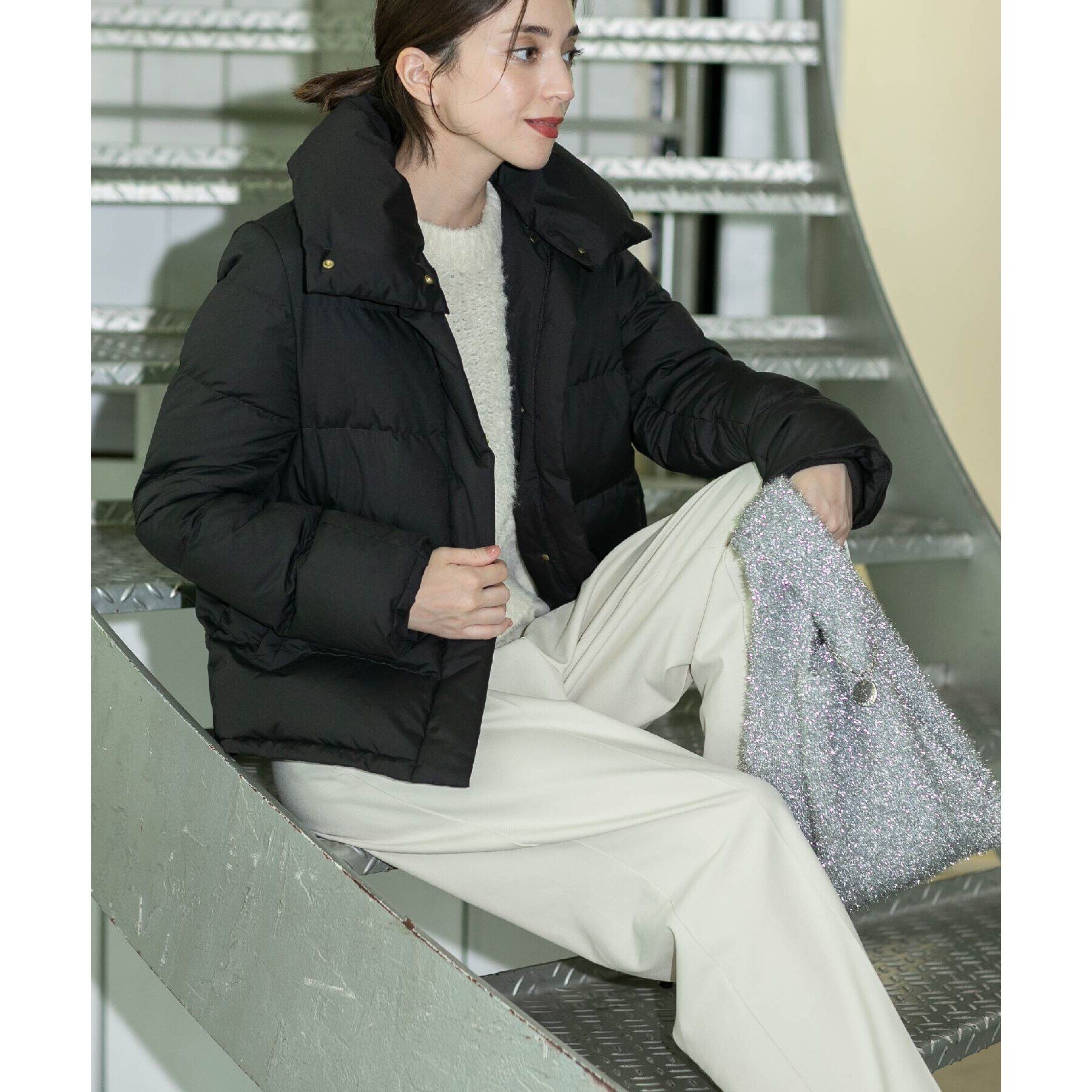 OPAQUE.CLIP「《SS-LLsize》襟取り外し可/ショートダウンジャケット【洗濯機洗い可/撥水/防風/抗菌加工】」|ダウン|