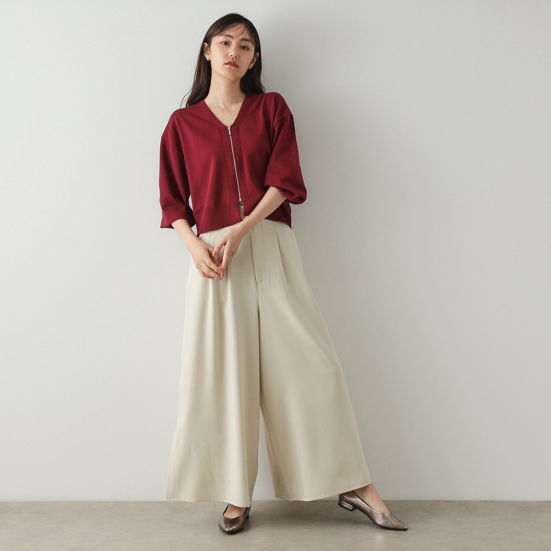 OPAQUE.CLIP「サイドスリットワイドパンツ【洗濯機洗い可】」|その他|