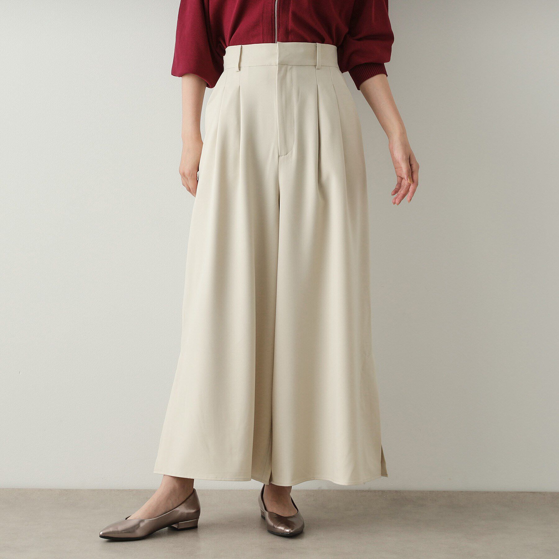 OPAQUE.CLIP「サイドスリットワイドパンツ【洗濯機洗い可】」|その他|