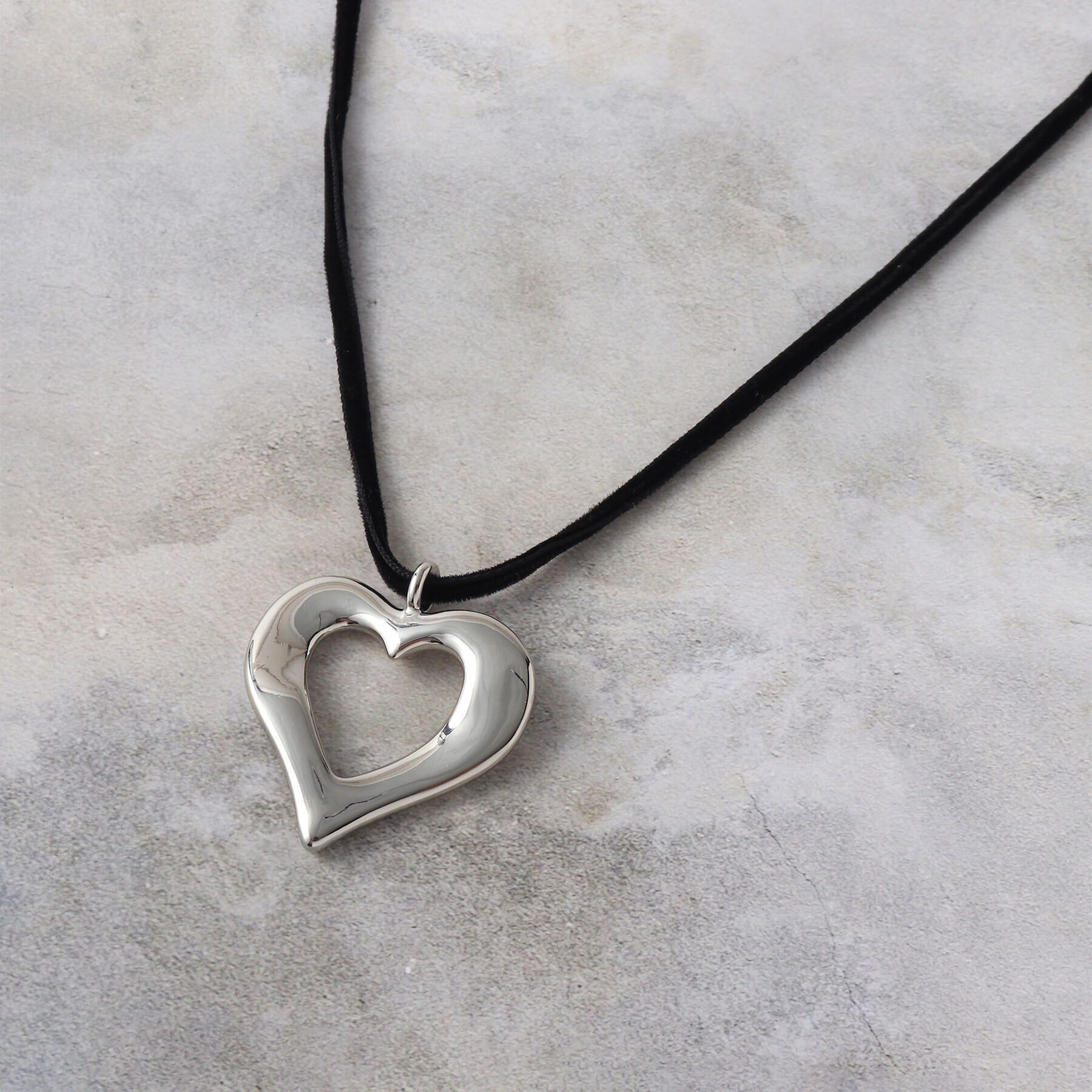 OPAQUE.CLIP「メタルハート&times;ベロアペンダント」|ネックレス|シルバー(006)