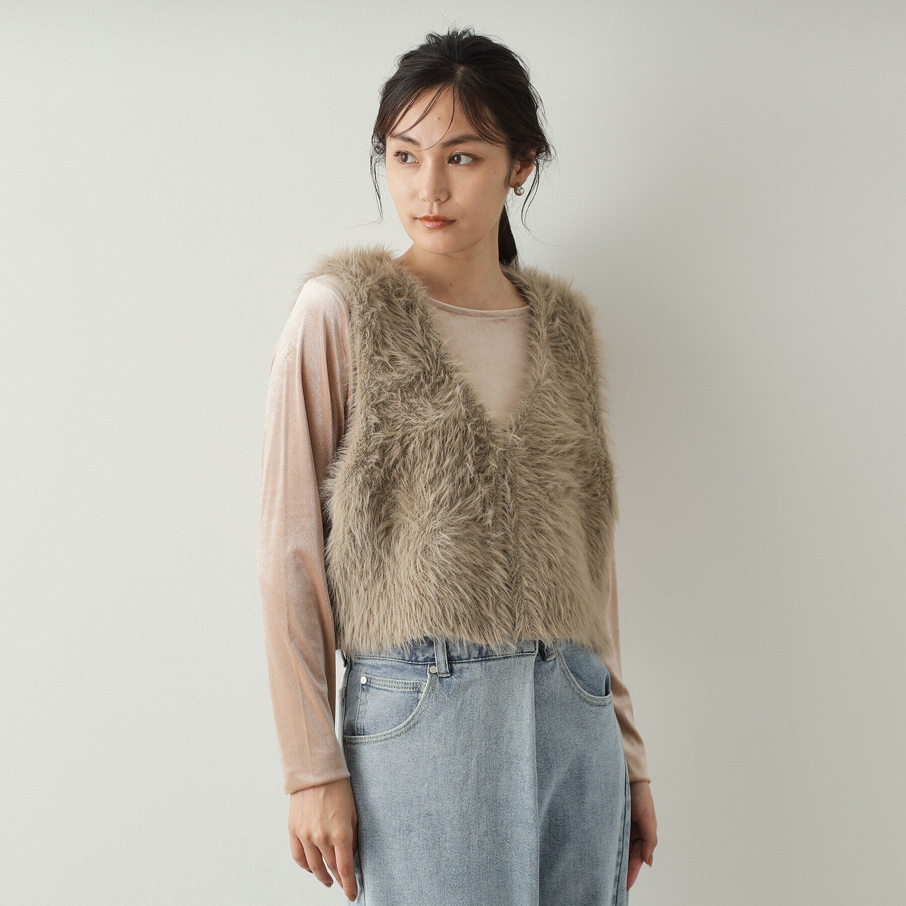 OPAQUE.CLIP「シャギーニット ショートベスト【洗濯機洗い可】」|ベスト・ジレ|