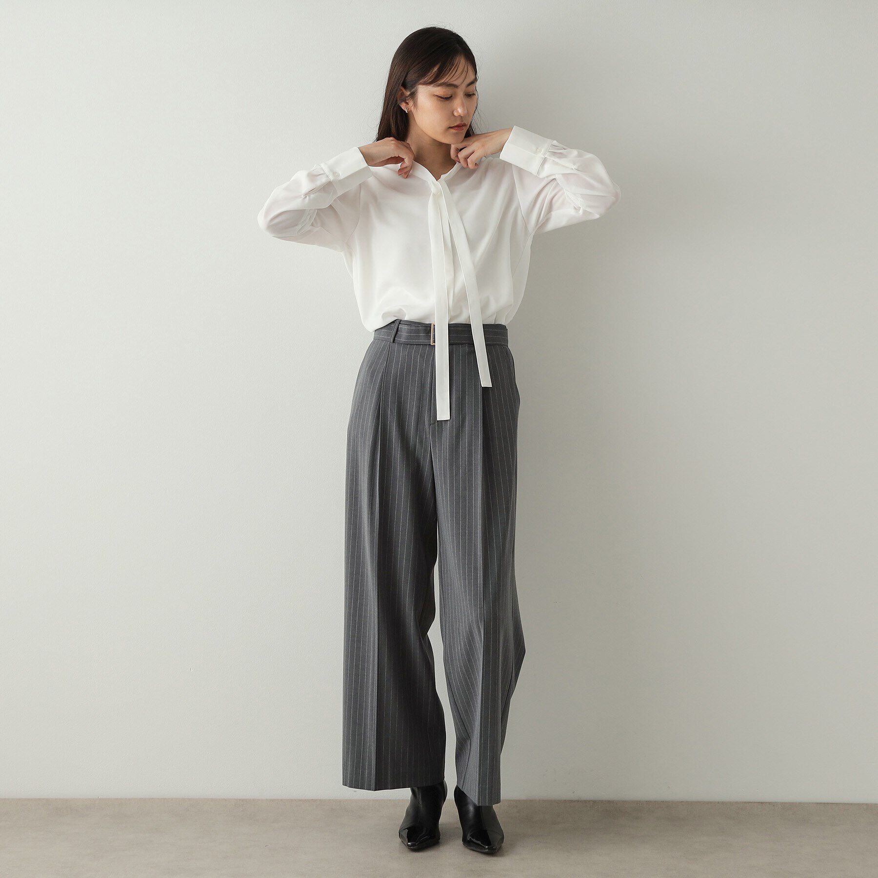 OPAQUE.CLIP「《美人百花掲載》ボウタイジョーゼットブラウス【洗濯機洗い可】」|シャツ・ブラウス|