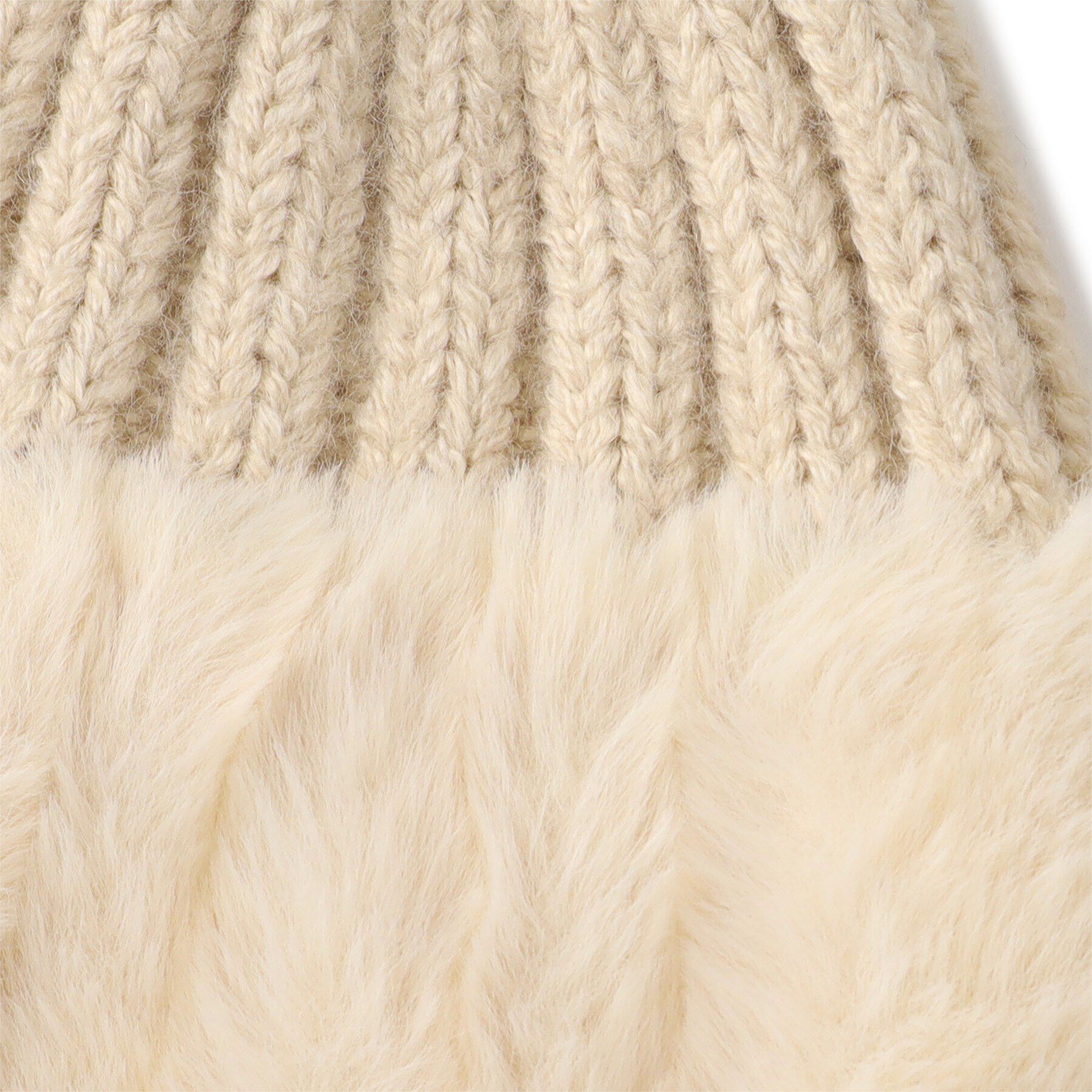 OPAQUE.CLIP「フェイクファー付ニットワッチ」|ニット帽|