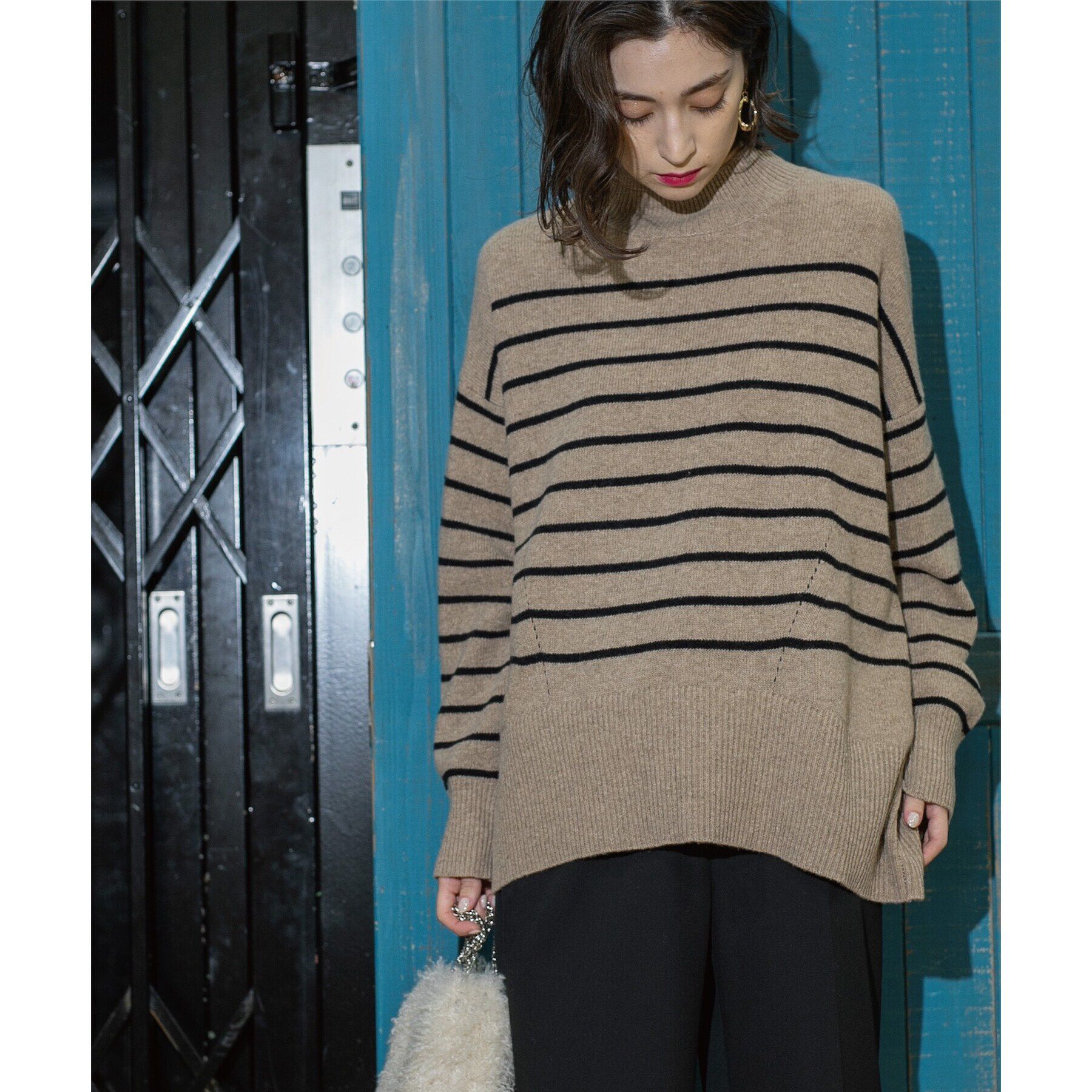 OPAQUE.CLIP「ミドルゲージハイネックニット／FILIVIVI・フィルビビ【洗える】」|ニット・セーター|