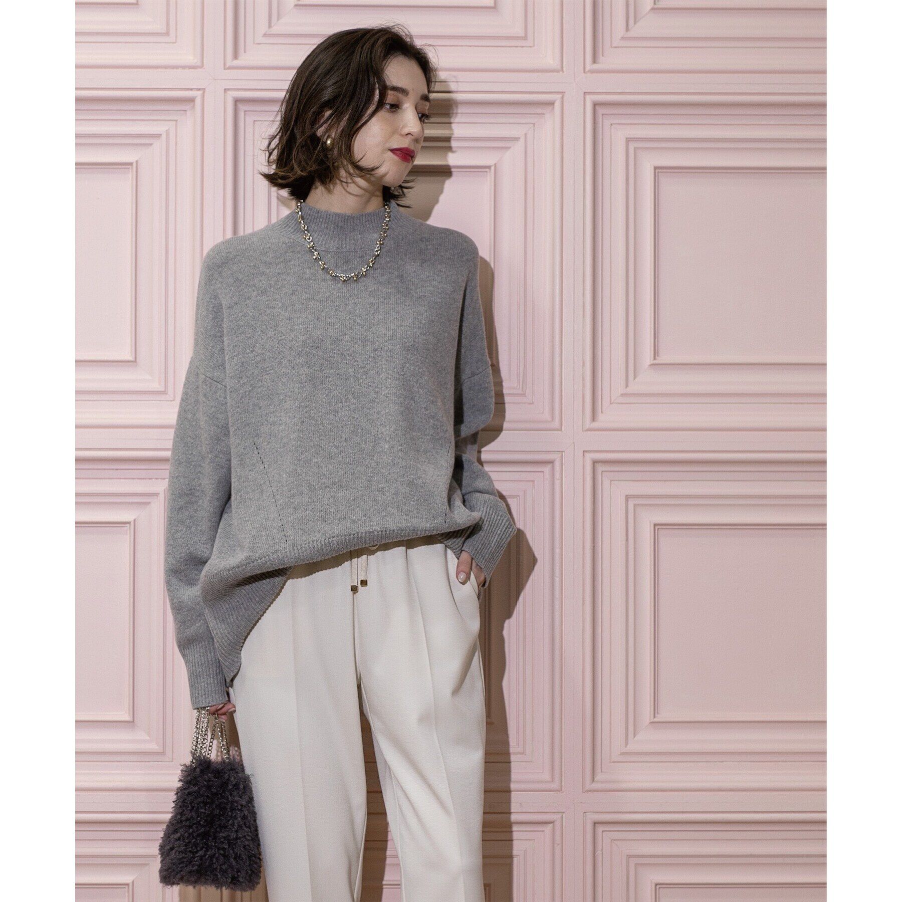 OPAQUE.CLIP「ミドルゲージハイネックニット／FILIVIVI・フィルビビ【洗える】」|ニット・セーター|