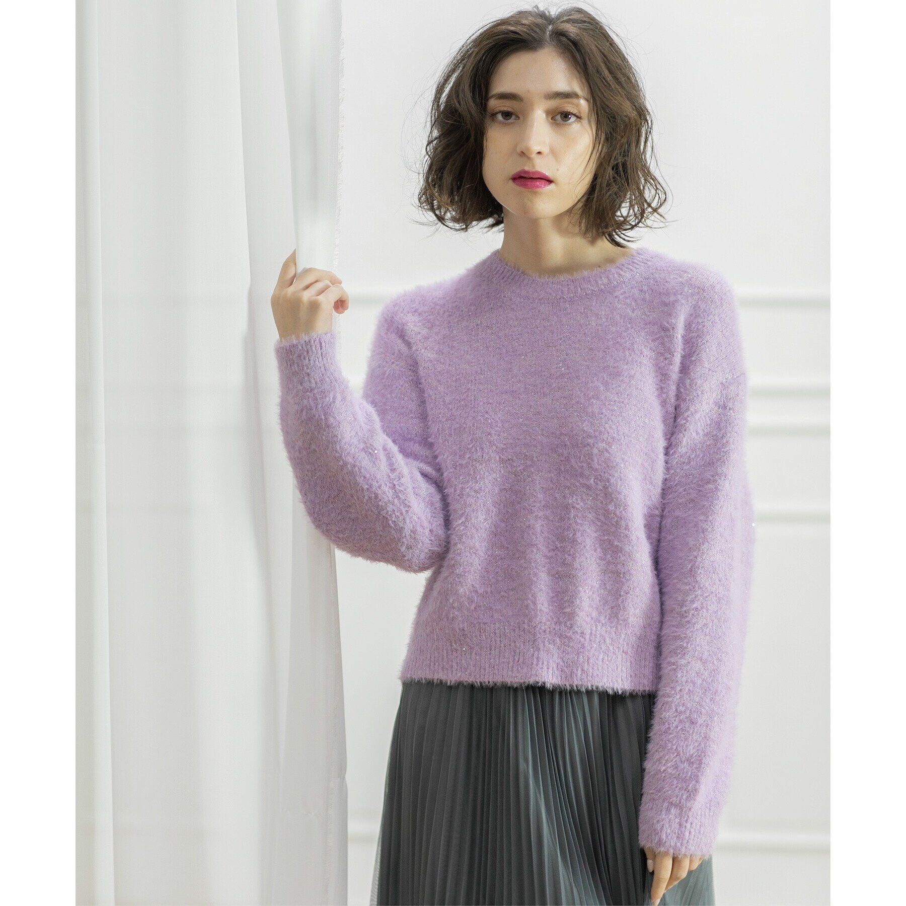 OPAQUE.CLIP「≪エマール検証済≫スパンコールフェザーニット【洗濯機洗い可/抗ピル】」|ニット・セーター|