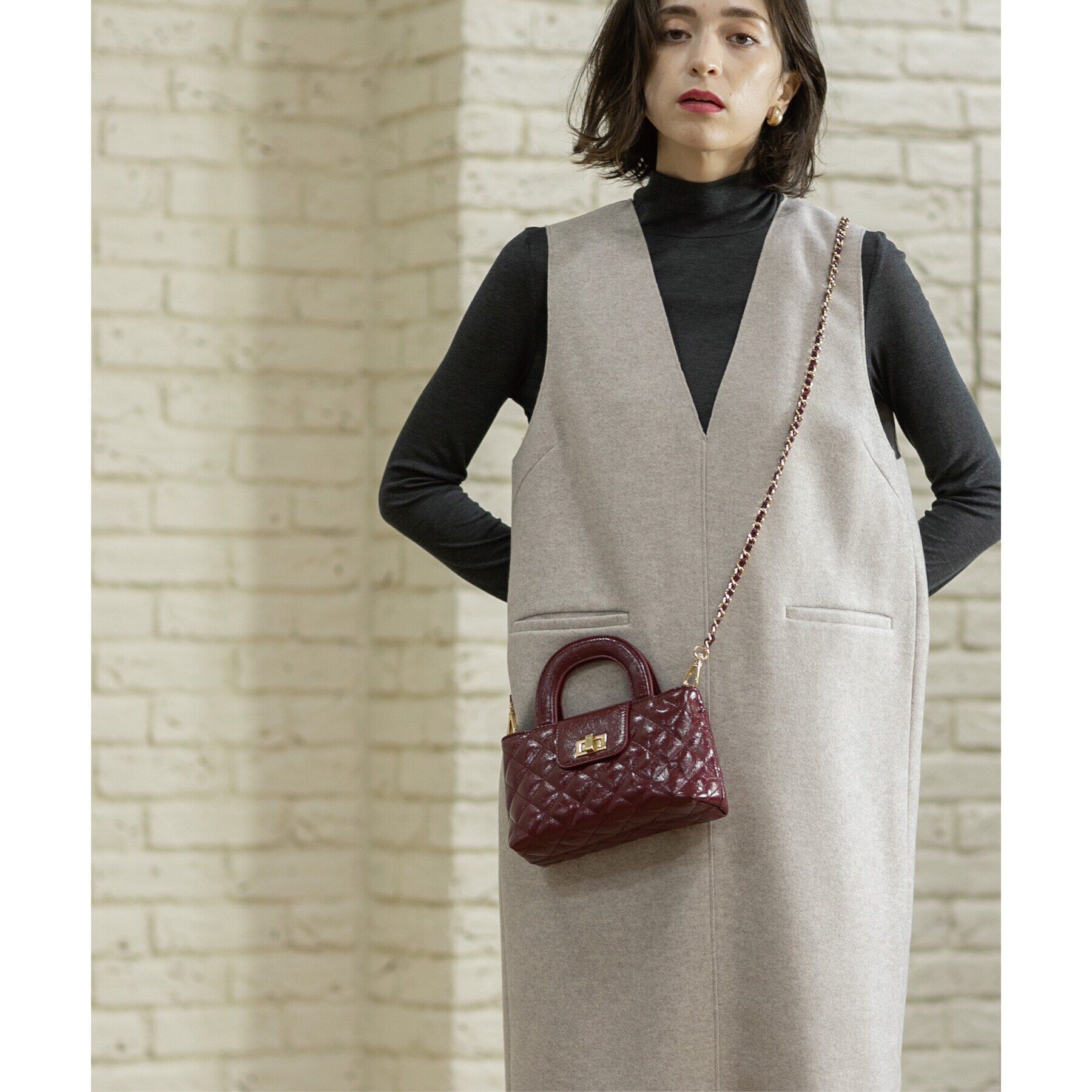 OPAQUE.CLIP「ウールライクメルトン ジャンパードレス【洗濯機洗い可】」|ワンピース|